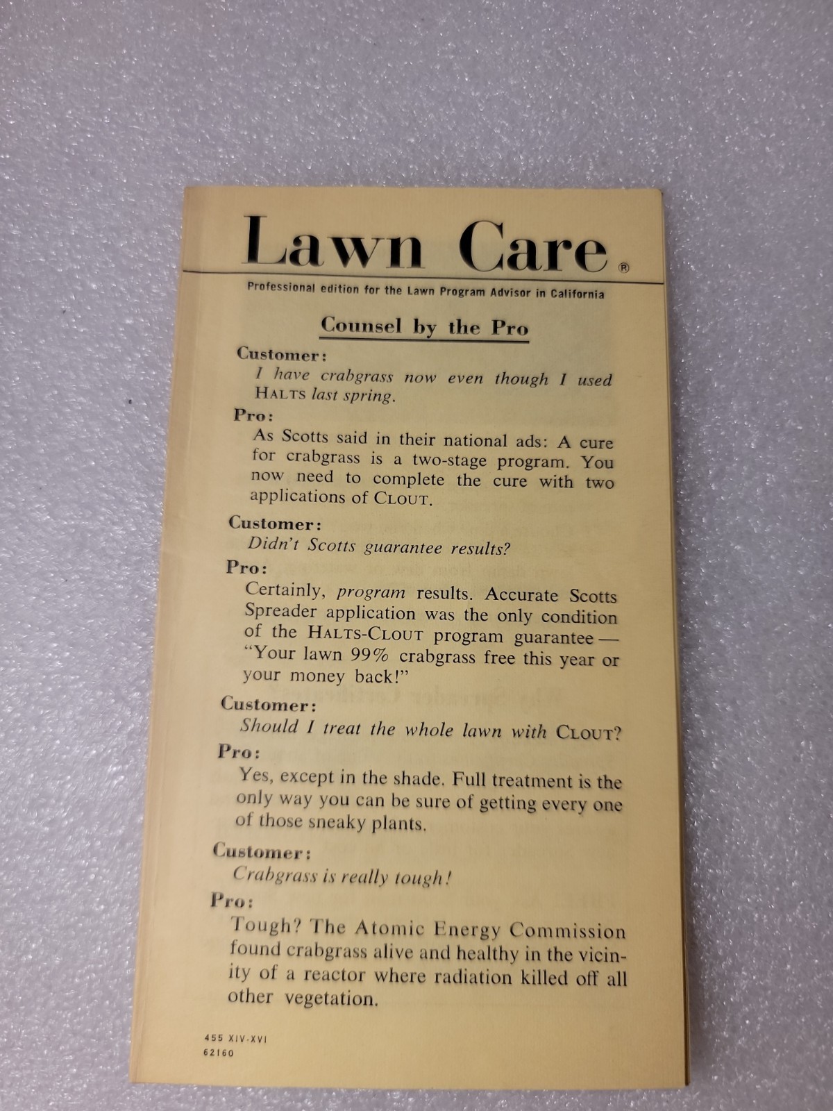 Vintage Scotts Lawn Care promotional booklet (California Edition)