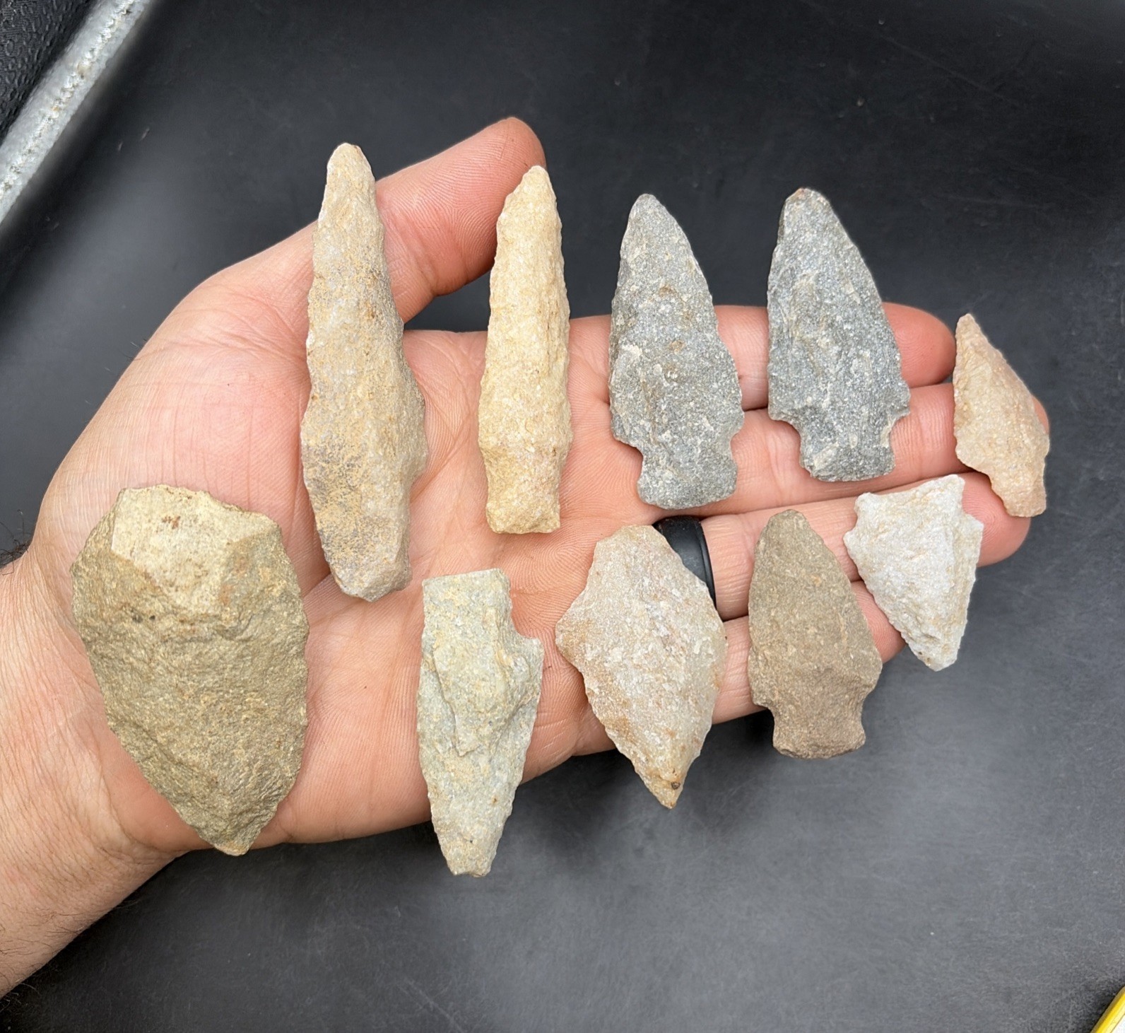 AWESOME GROUP OF 10 QUARTZITE SPEARS-PA ARROWHEAD- NY-NJ ARTIFACT- CENTRAL PA