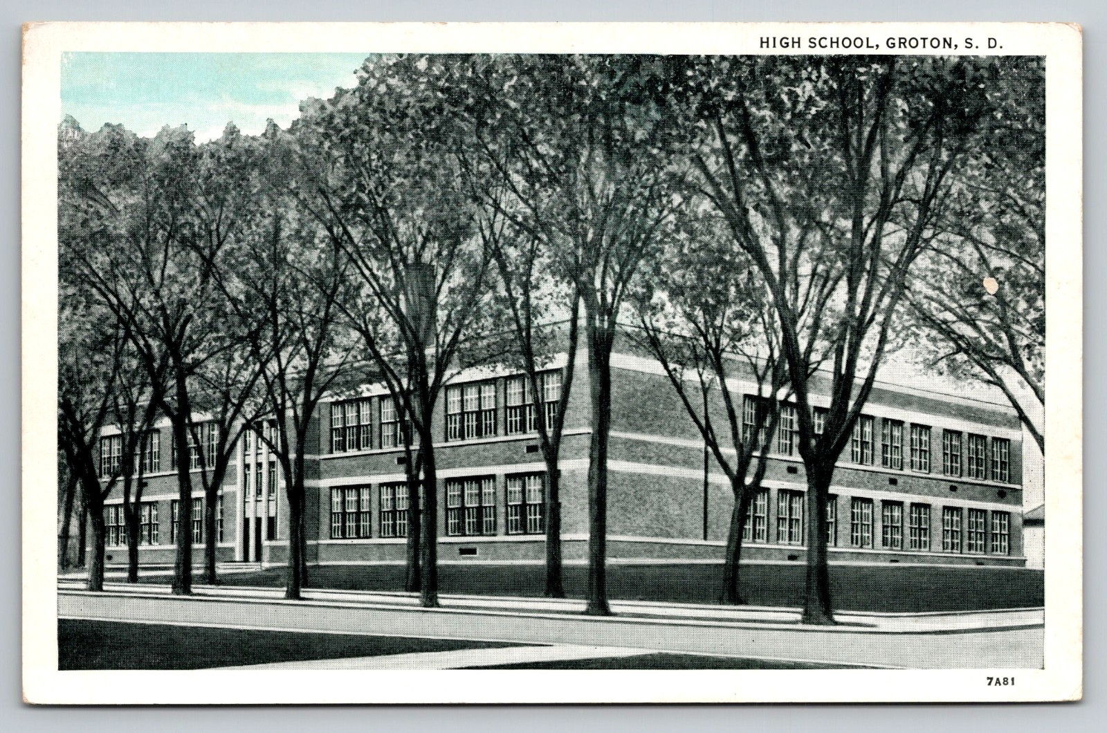 Groton South Dakota New High School SD c1920\'s Postcard