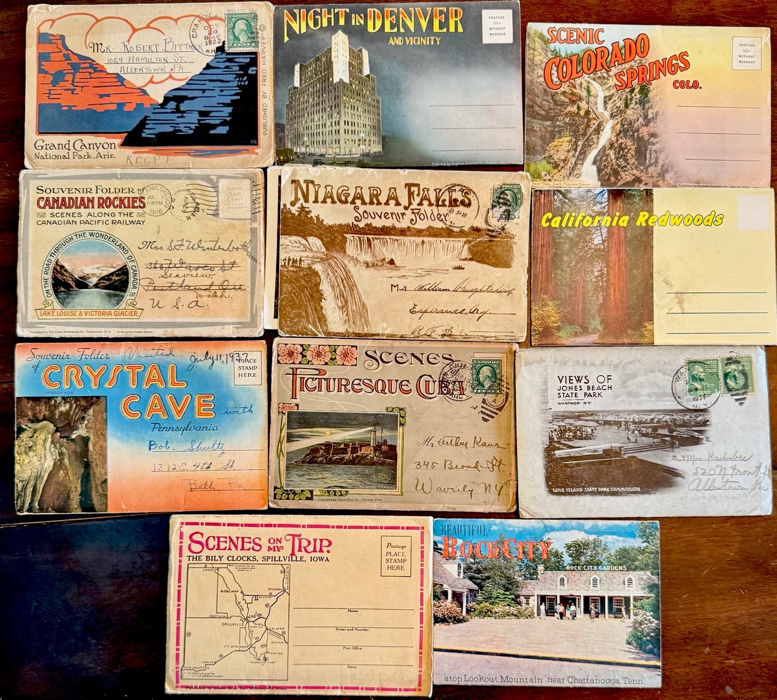 Lot of 11 Vintage Souvenir Postcard Folders 1916-1938 Posted/Unposted Rare HTF