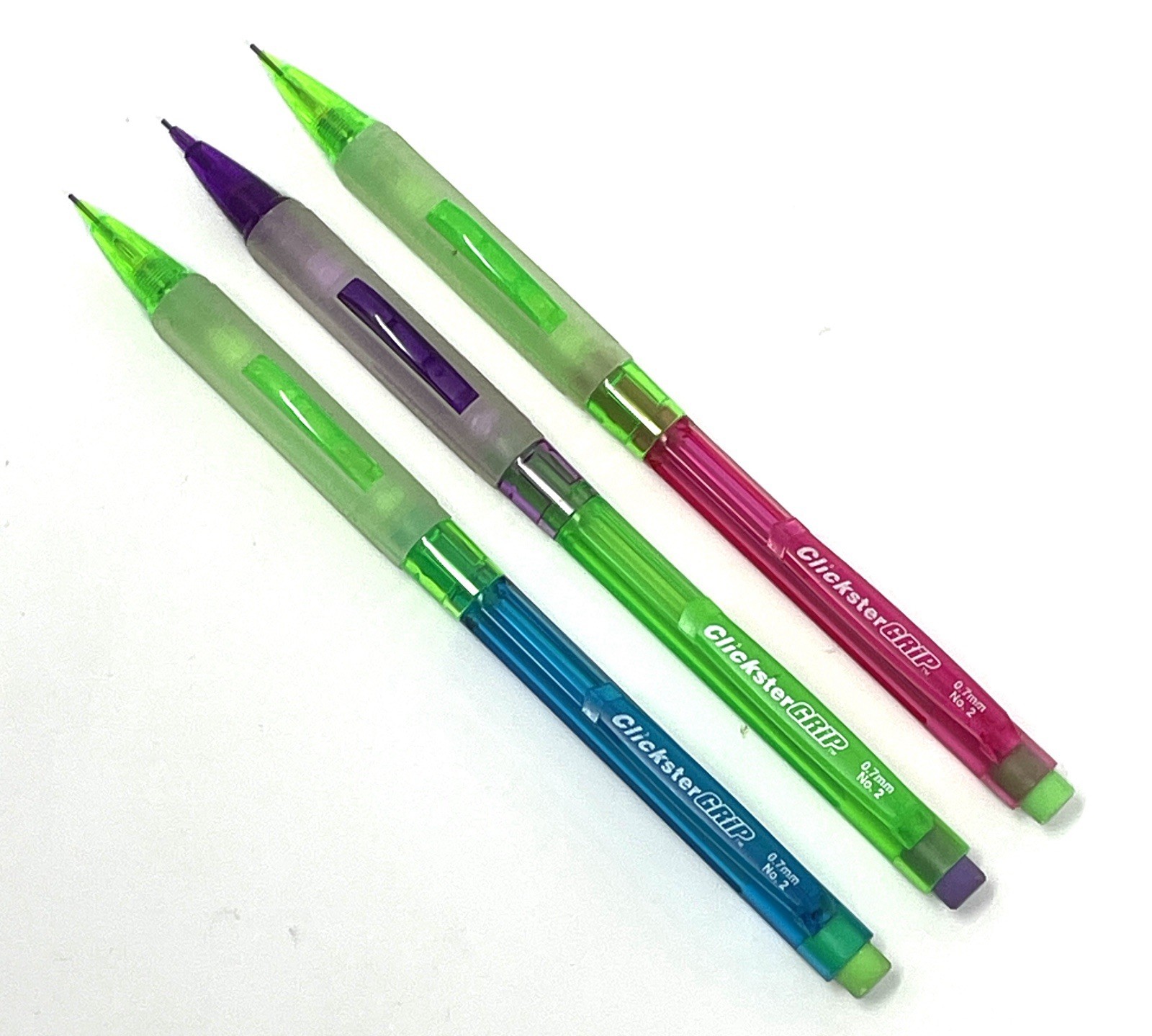Sanford Paper Mate Clickster Grip 0.7mm Mechanical Pencil Lot of 3 Pencils Neon