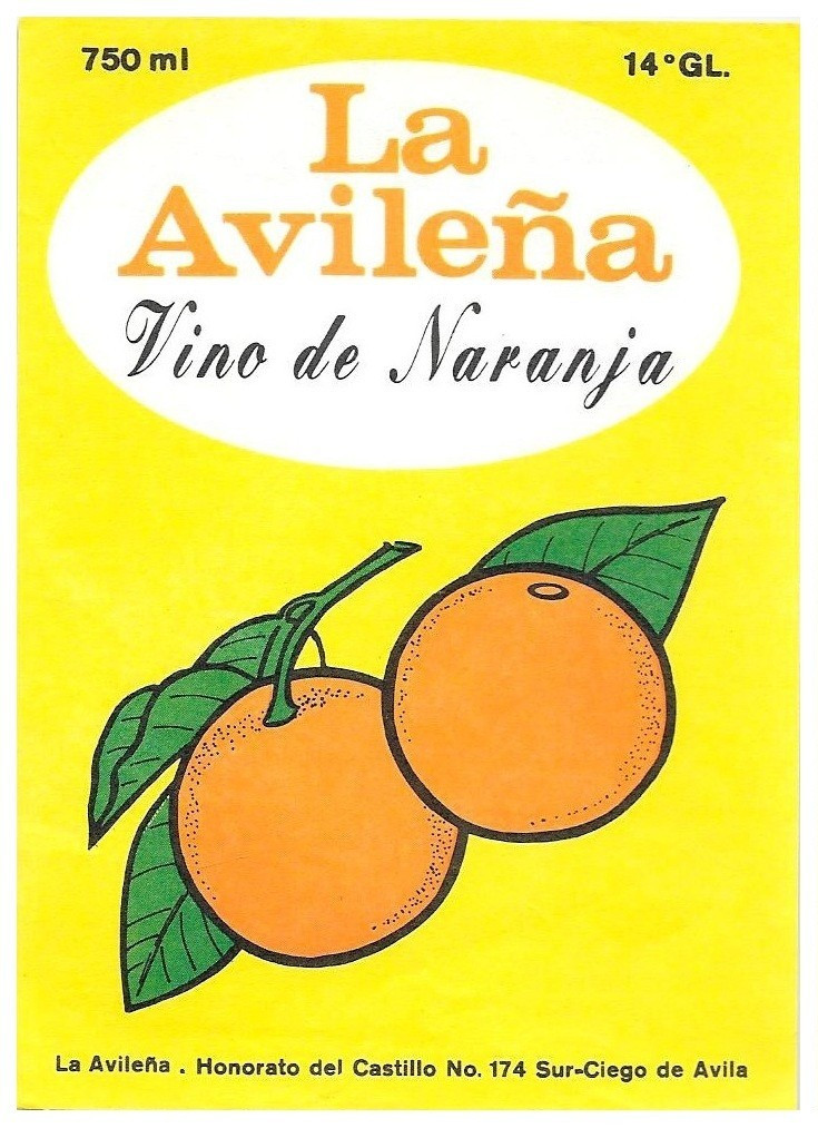 RARE Vintage - Vino de Naranja LA AVILEÑA - Cuban Wine Paper Labels. Cuba
