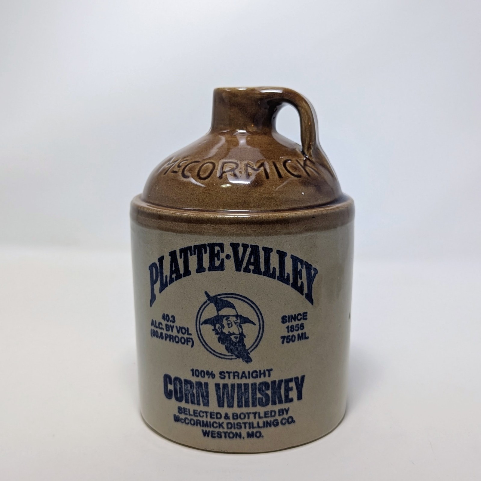 VTG McCormick Platte Valley Straight Corn Whiskey Stoneware Jug 7