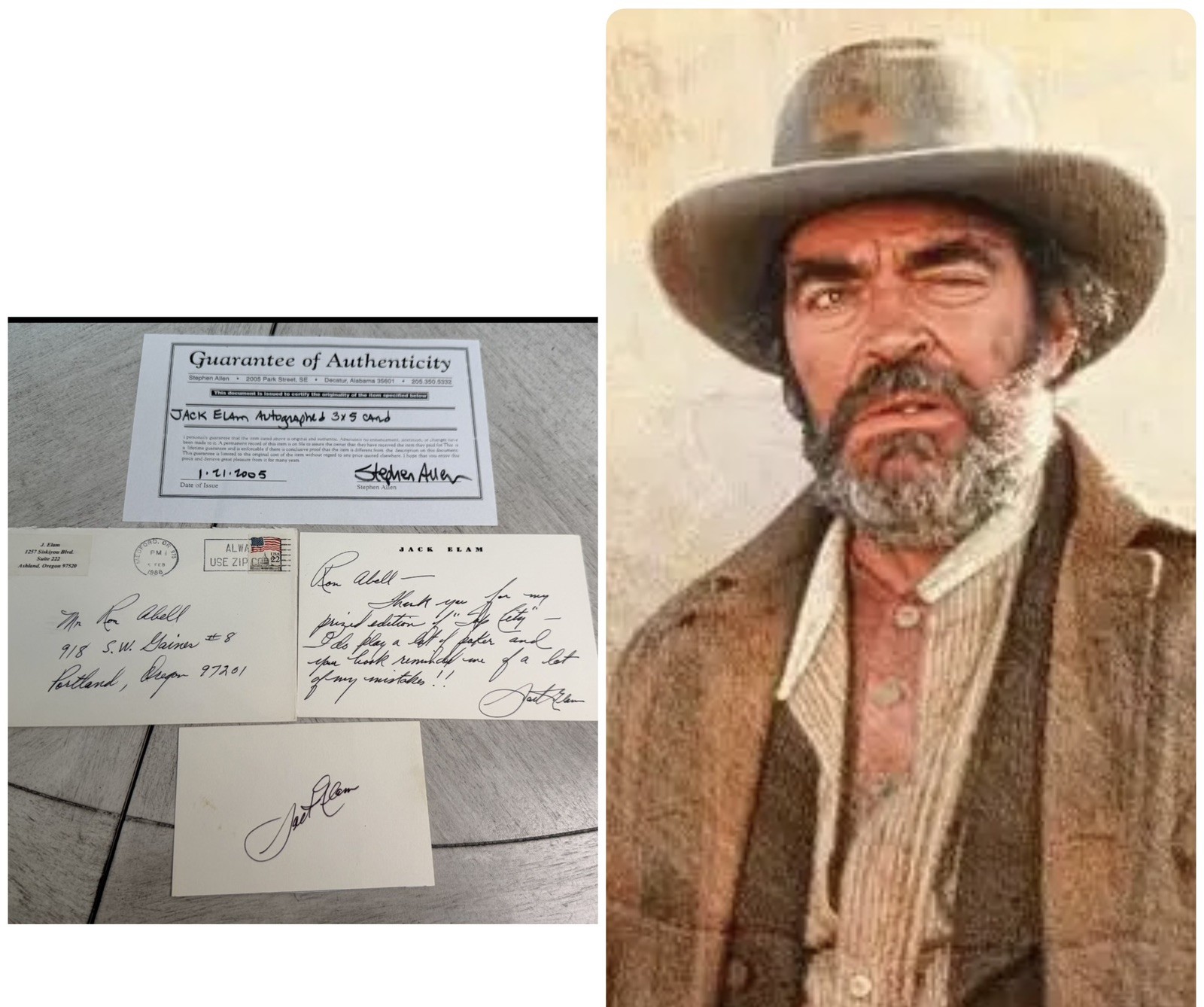 Jack Elam Signed Autographed Memorabilia Hollywood Film TV Western Actor Vtg COA