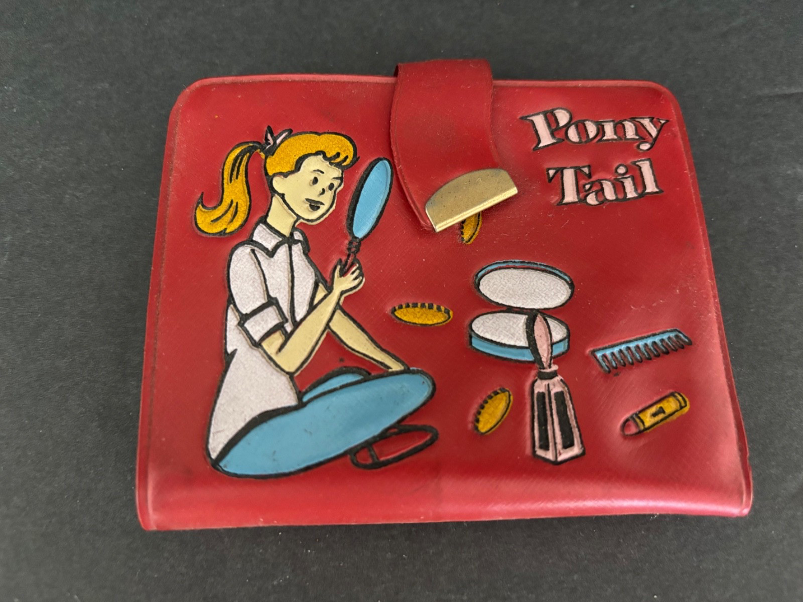 Vintage 1950\'s Ponytail Date Line Siris Related Red Vinyl Photo wallet Rare