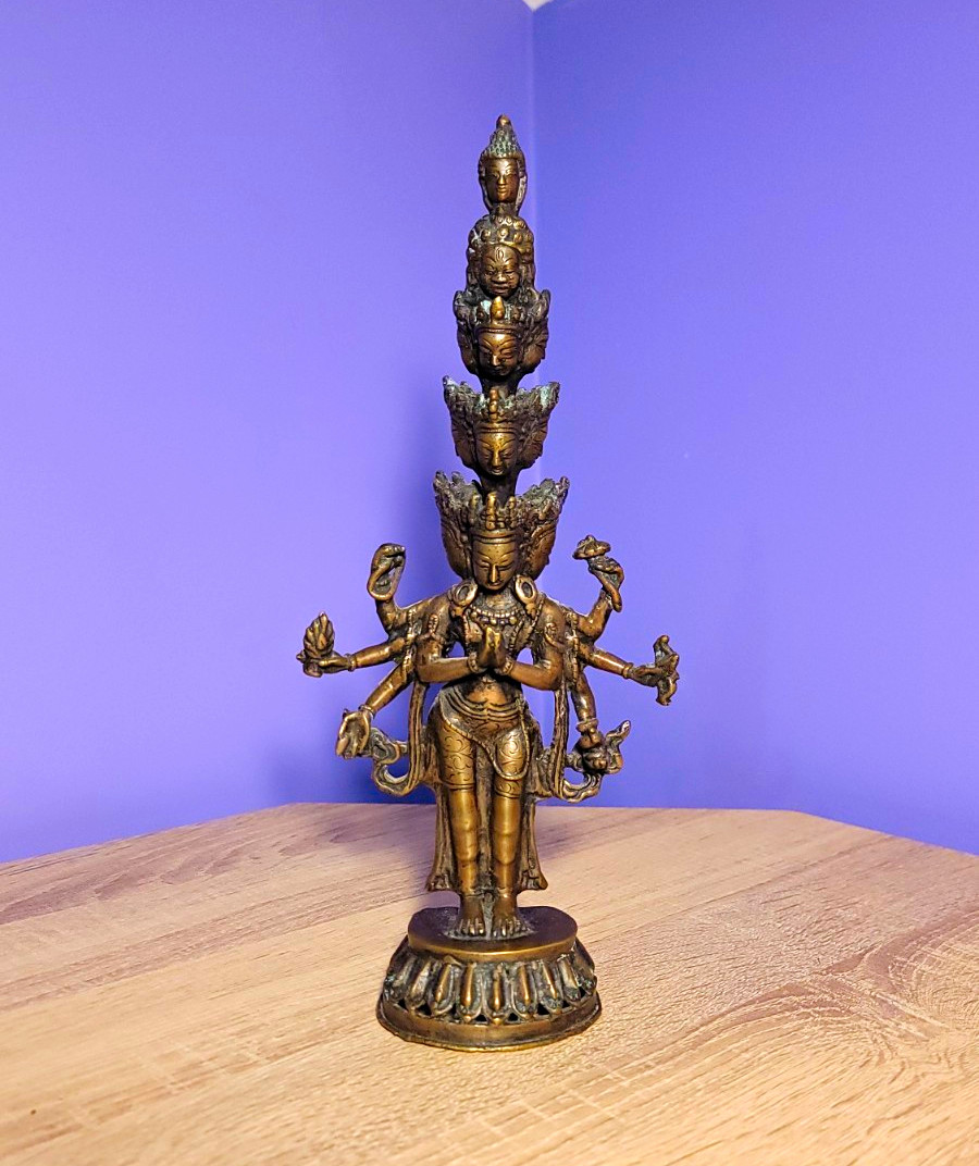 Vintage Bronze Statue Of Avalokiteshvara. Buddhist.