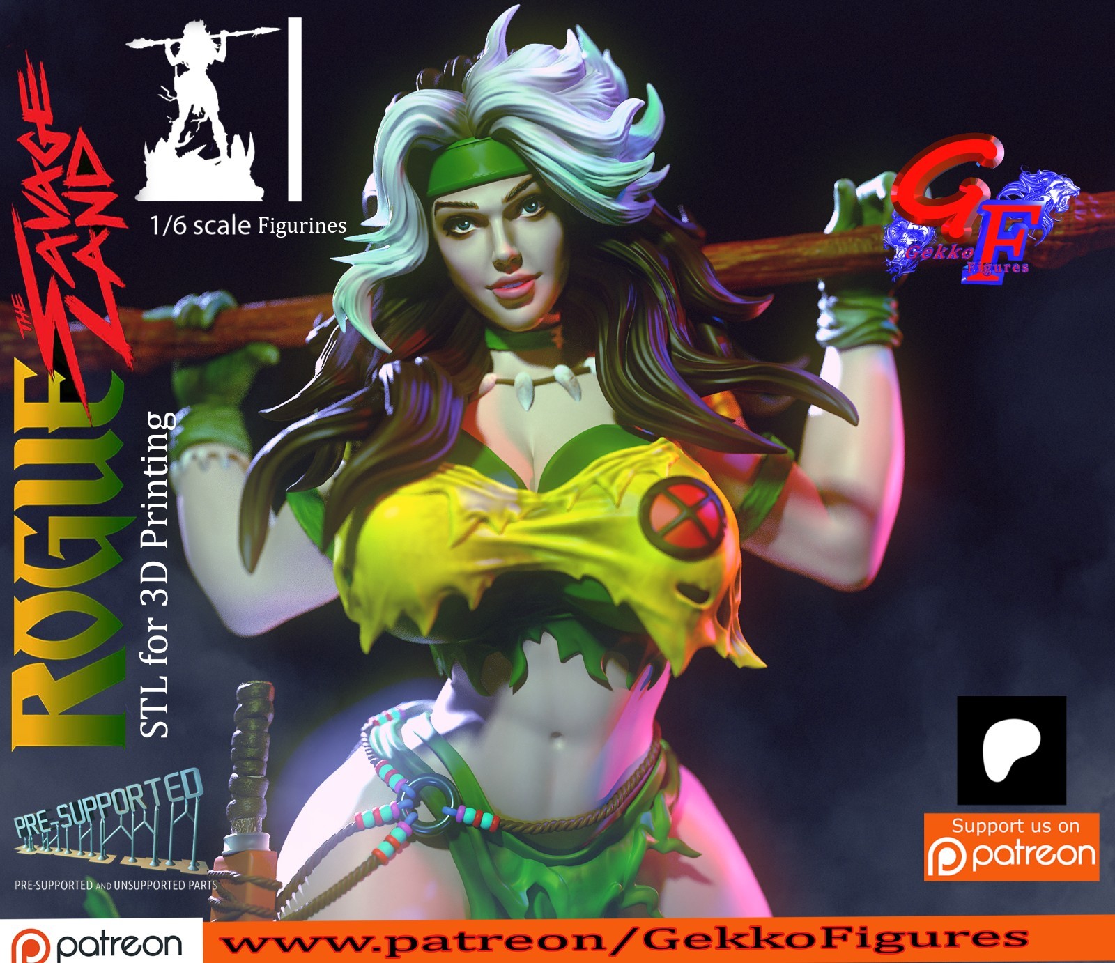 1:6 Rogue Savage Land X-Men Fan Art UNPAINTED High Quality Garage Kit