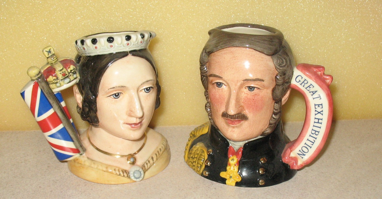 Royal Doulton Character Jug Pair:  Queen Victoria D7072 & Prince Albert D7073