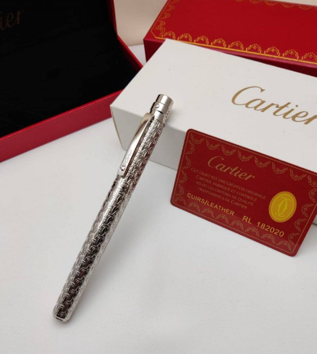 Cartier Santos Rollerball Pen Silver Trim Luxury VIP Gift 2025 Full Box Set