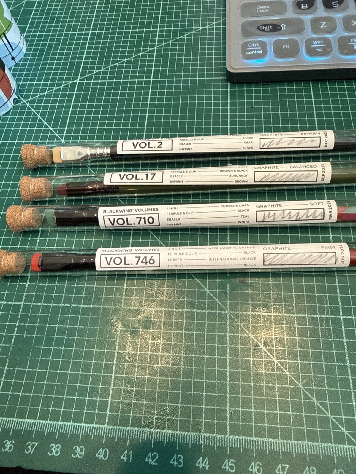 Blackwing Pencils Lot Of 4 - Volumes 2, 17, 710, 746 - Archival Tubes Glass