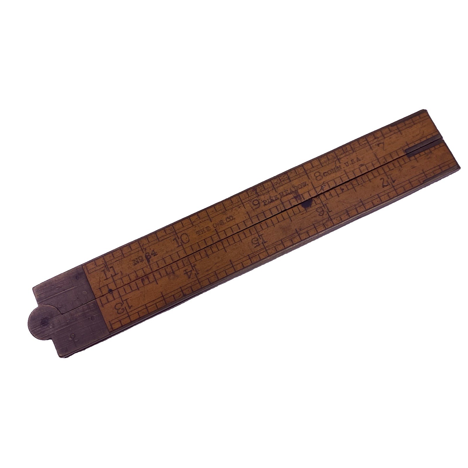 Rare Antique C-S Co Pine Meadow Conn No 84 Folding Pocket Ruler 24\