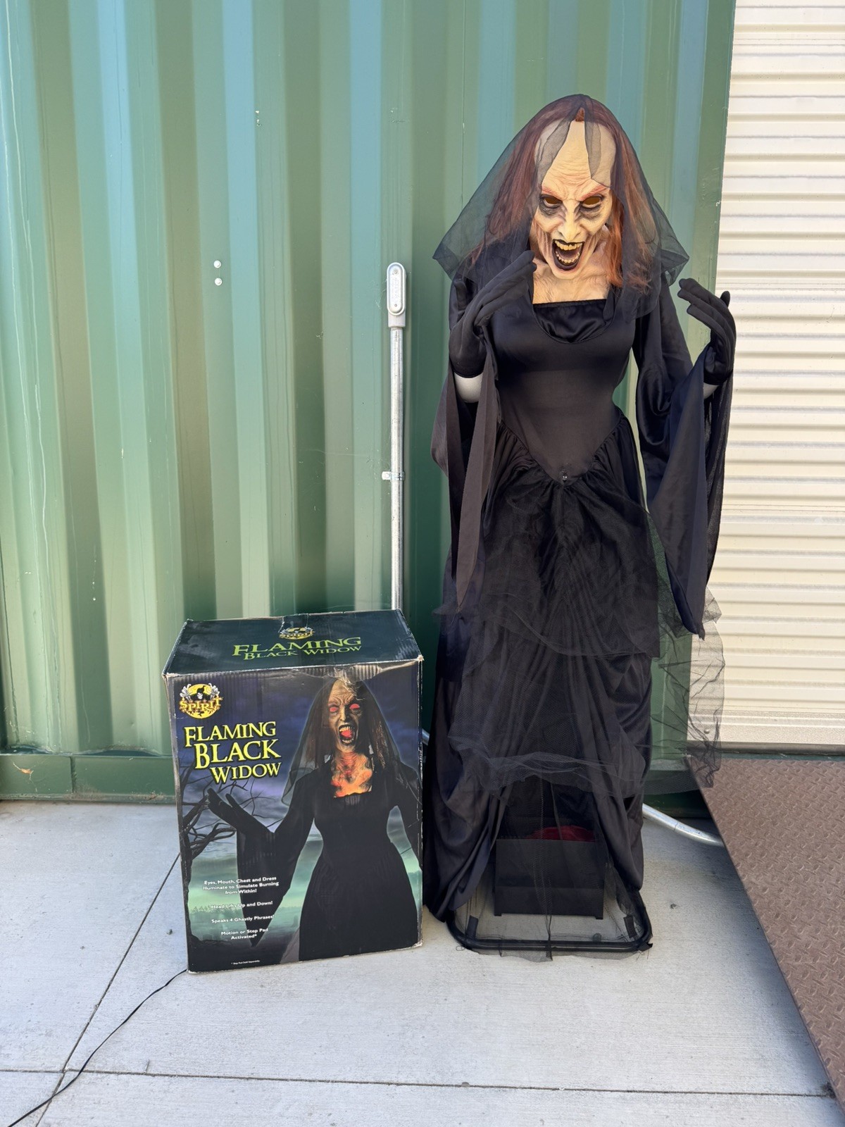 Spirit Halloween Flaming Black Widow Animated Witch 2015 with BOX RARE