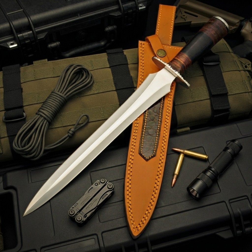 ARKANSAS CUSTOM MADE D2 STEEL DOUBLE EDGE TACTICAL SRUVIAL HUNTING-N-18