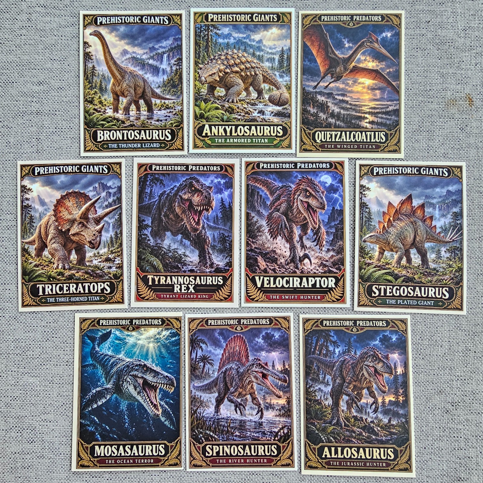 SET of 10 Dinosaur Good Custom ACEO Cards Prehistoric Jurassic Tyrannosaurus Rex