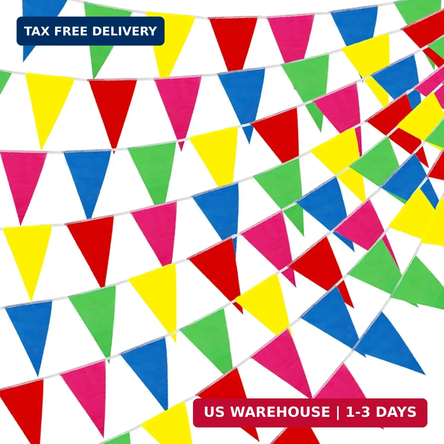 Car Dealer Supplies 300 Pcs Multicolor Pennant Banner Flags 375 Ft Nylon - Party