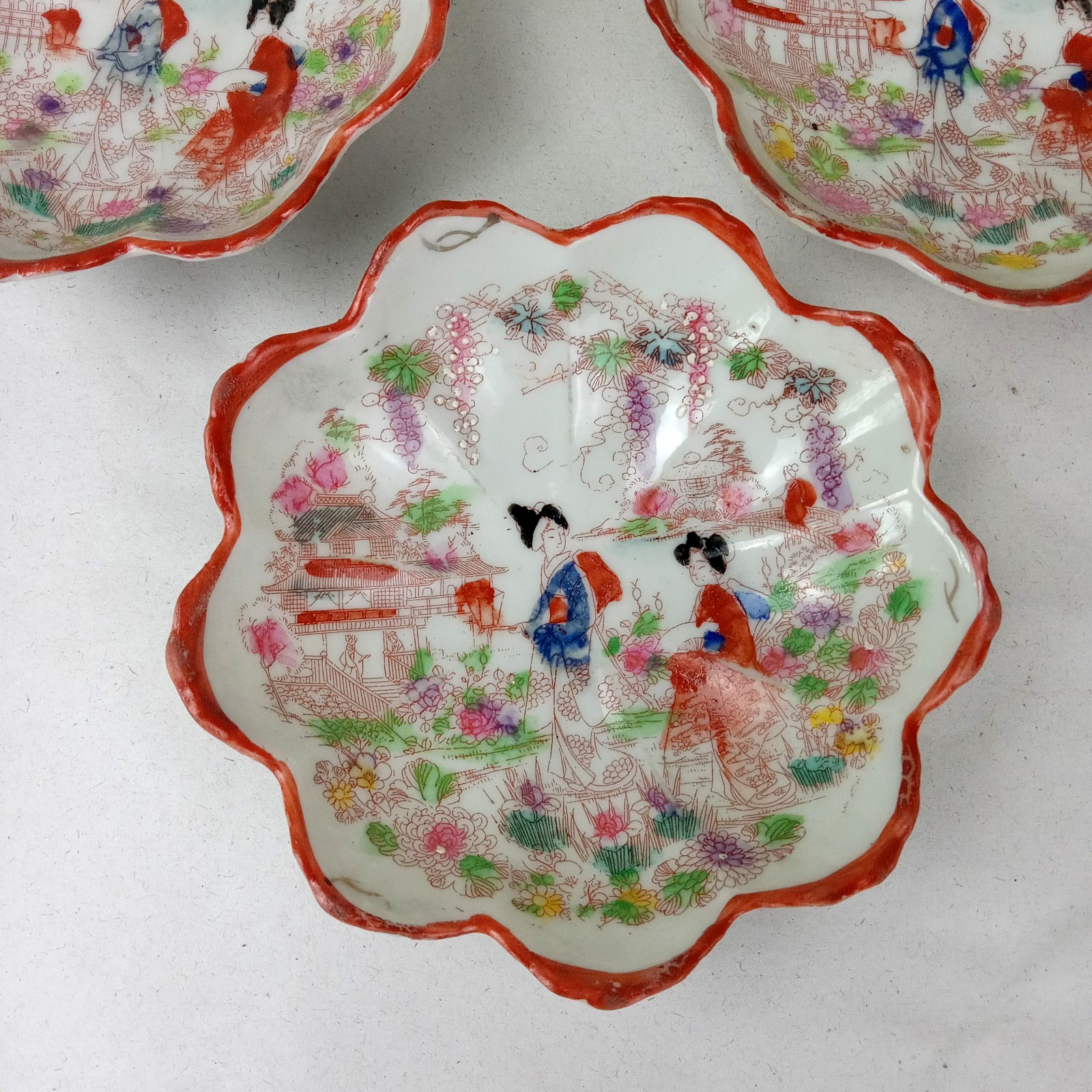 Set of 3 Vintage Japanese Kutani Porcelain Geisha Girl 5\