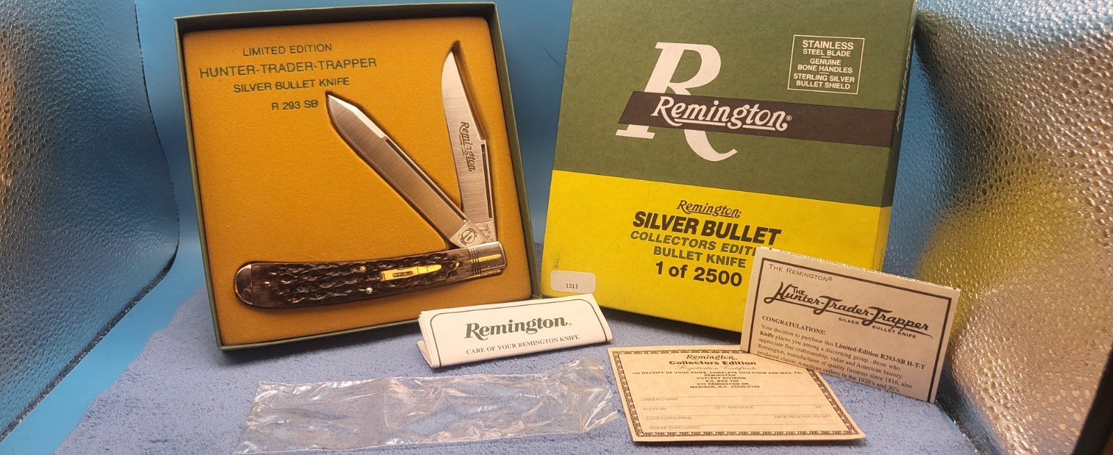 Remington R293 Silver Bullet Knife with Exceptional high-contrast jigged bone...