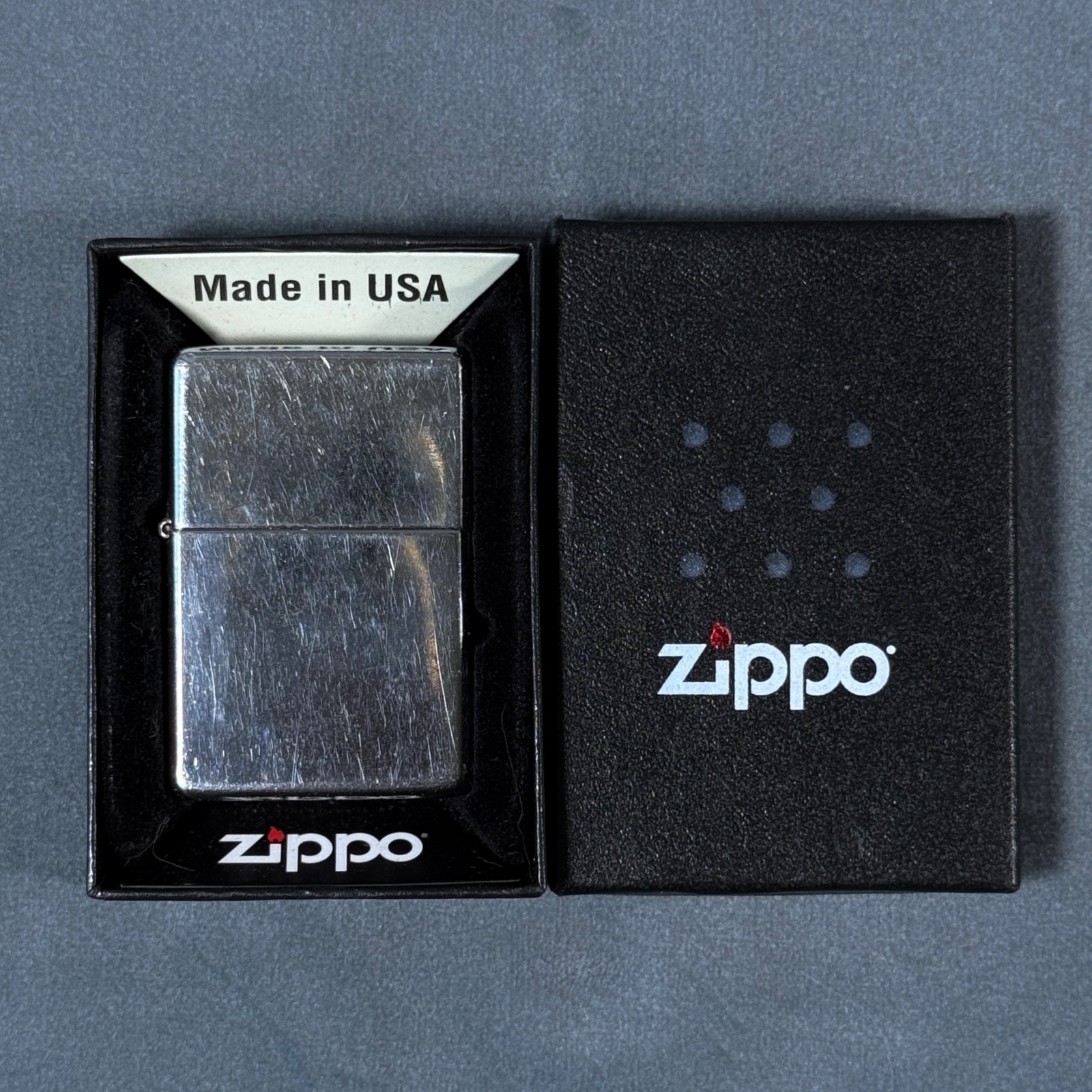 Vintage Zippo Lighter PAT 2032695 Chrome Bradford PA Made in USA with Box