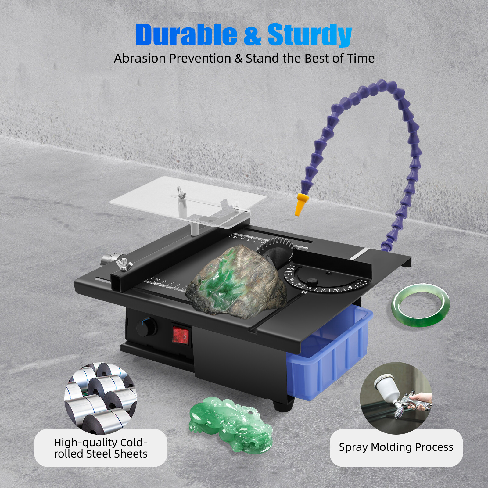 110V Table Saw Gem Jewelry Rock Bench Polishing Grinding Machine Lathe Polisher
