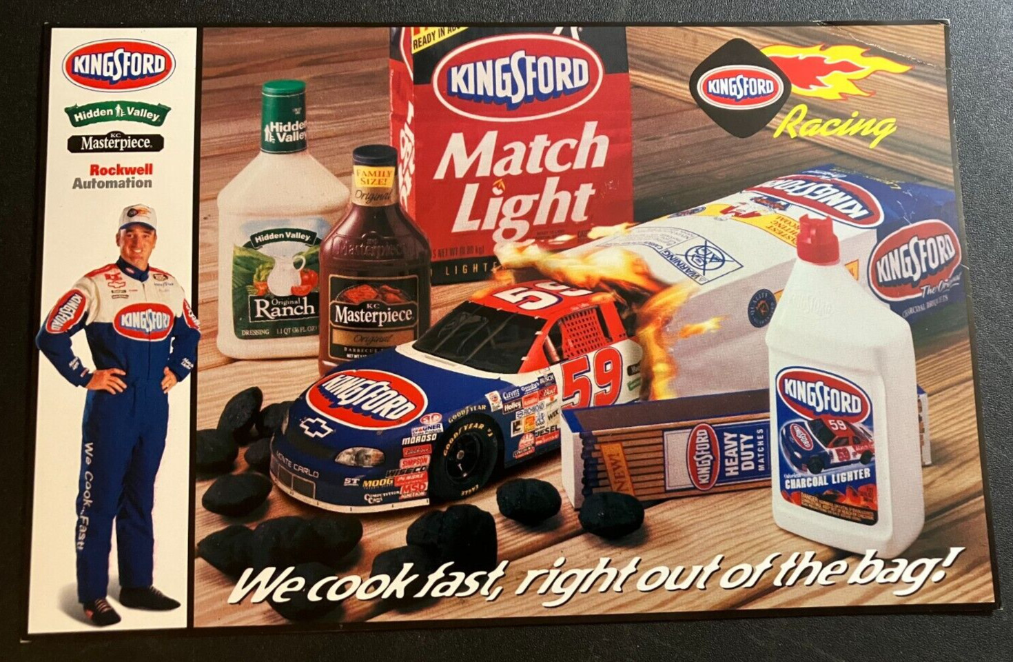 1999 Mike Dillon #59 Kingsford Chevy Monte Carlo - NASCAR Hero Card Handout