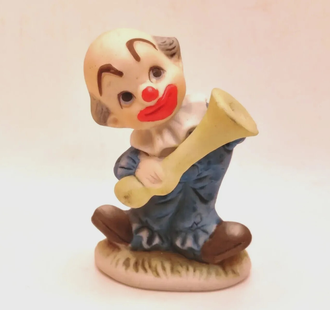 Vintage Enesco Circus Clown Figurine Clown With Horn 2.75\