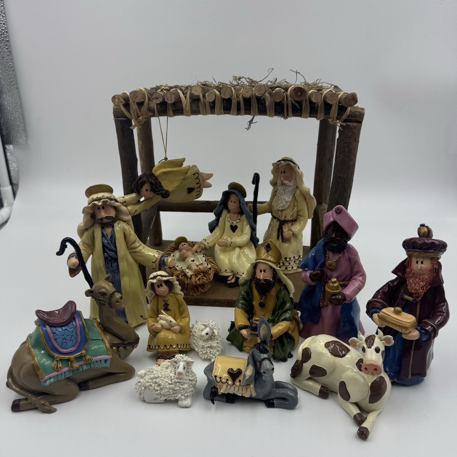 Rare 1998 Enesco Wonderful Nativity 14 Pc Set Donna Little Complete Christmas 