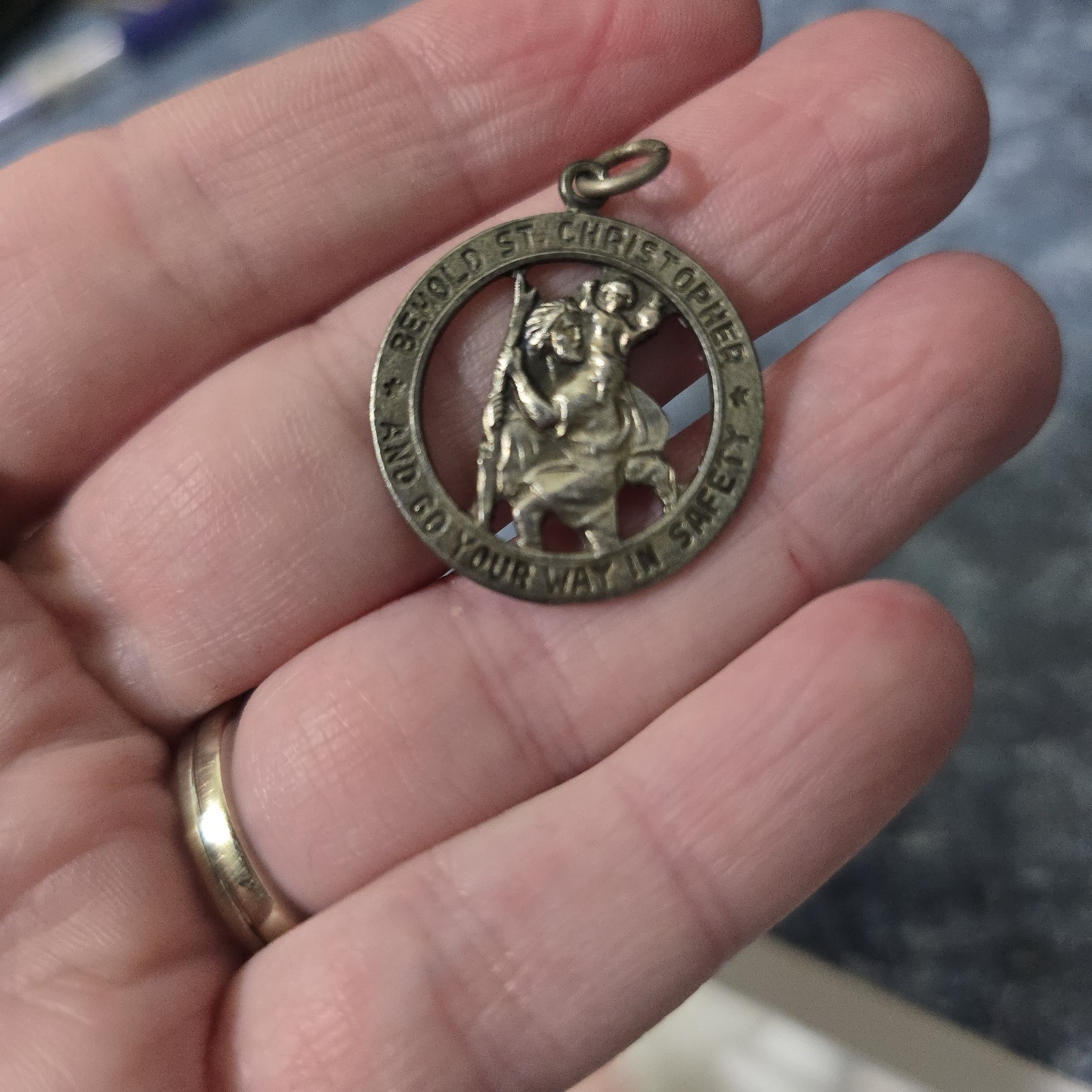 Vintage Sterling Silver St Christopher Openwork Pendant Medal 4.74g Travel Charm