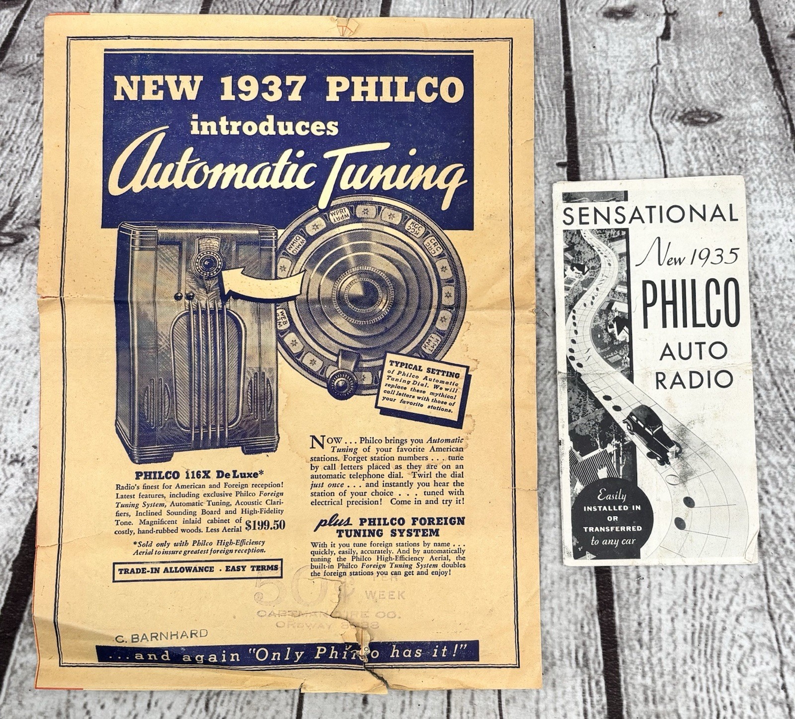 Vintage 1935 1937 Philco Radio Advertising Ephemera Lot Brochure Station Log