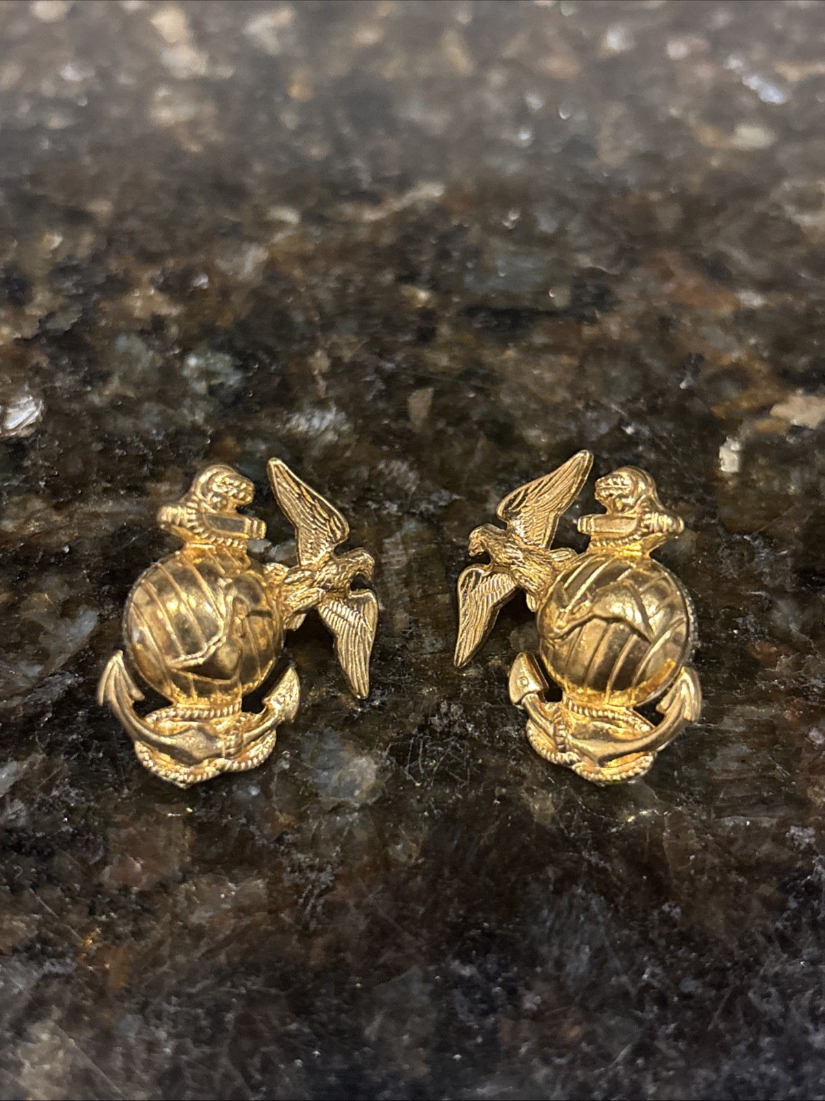 Vintage WWII/Vietnam USMC Dress Blues Collar Pair - Screwback Hilborn Hamburger