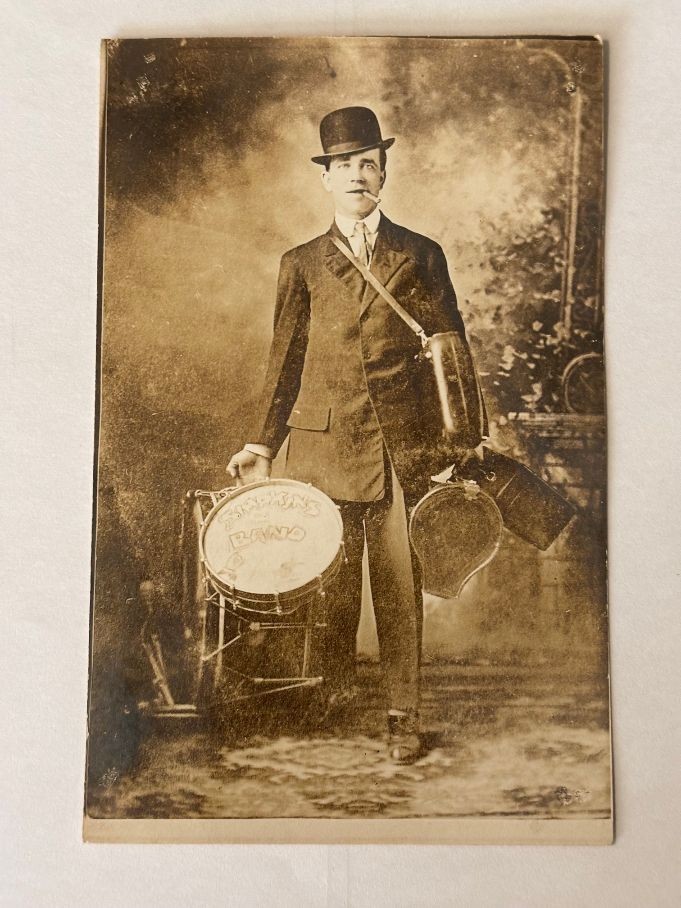 Simpkins Band One Man Band RPPC Drums Trombone Guitar +