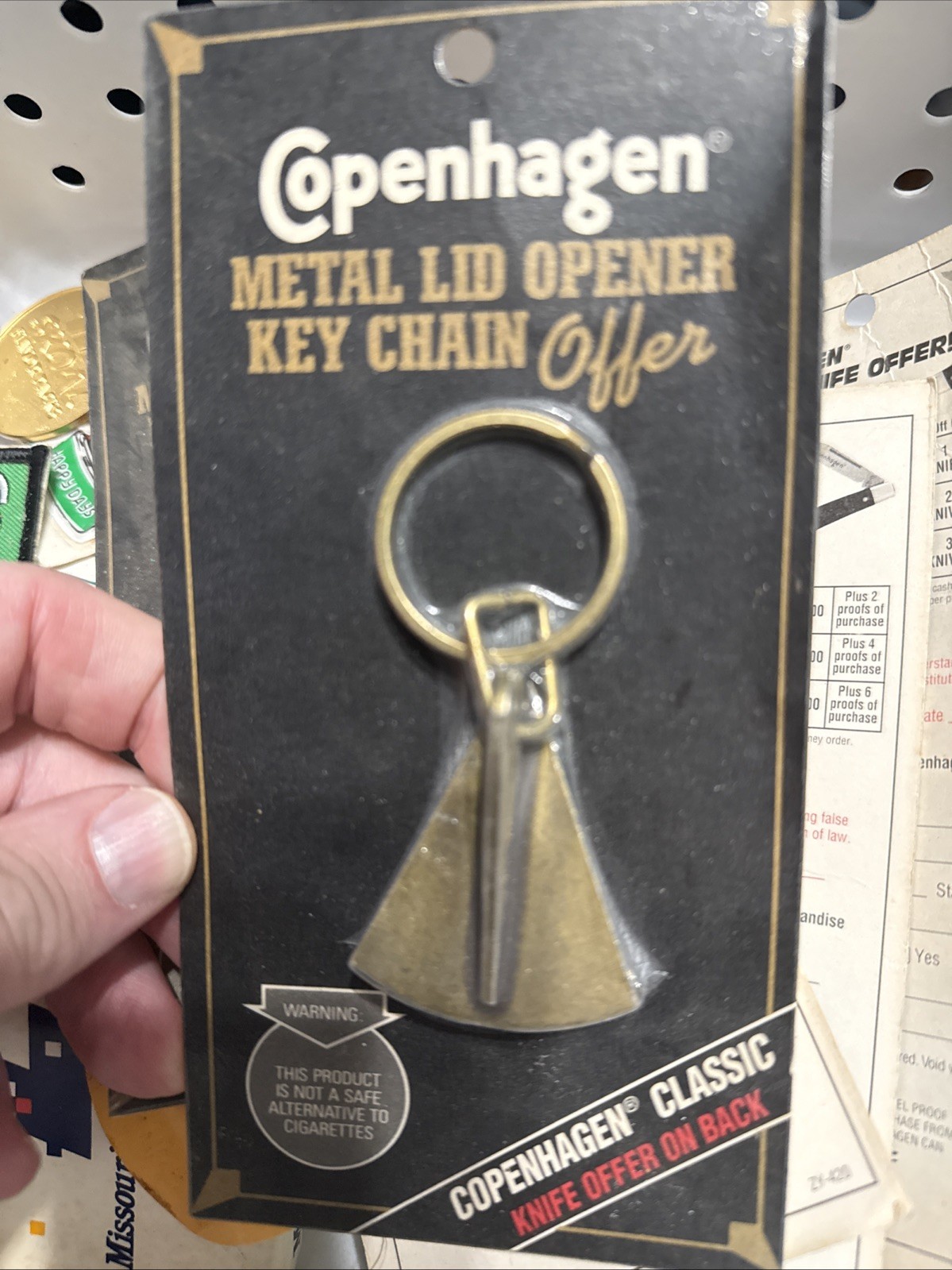New  Vintage Copenhagen Metal Lid Opener Key Chain Deadstock