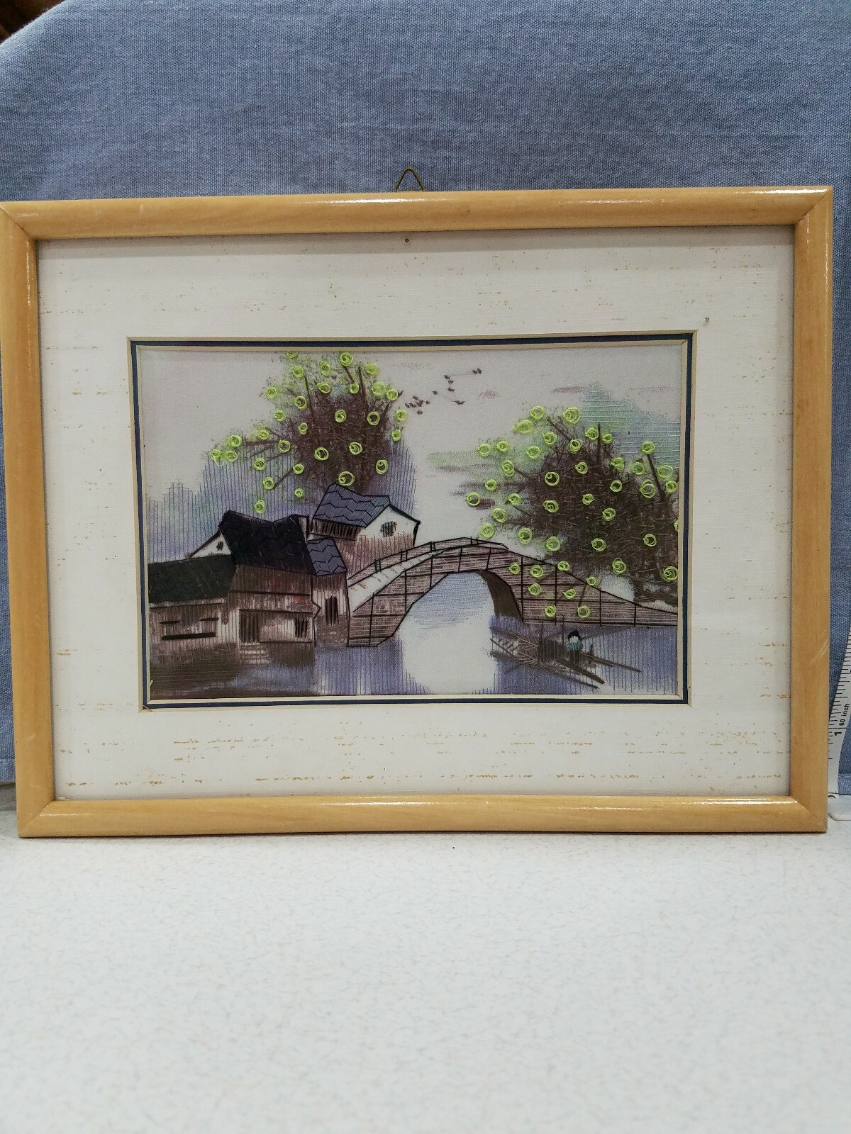Artall Vintage Chinese Classic Country Scene Needlework Su Embroidery Framed 