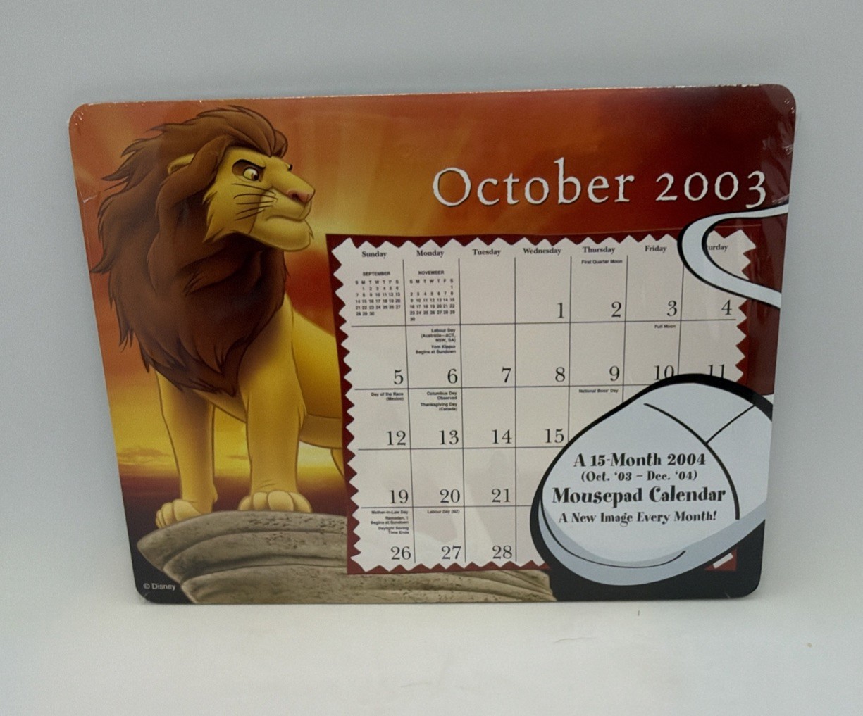 VINTAGE DISNEY LION KING 2003 MOUSEPAD CALENDAR NEW AND SEALED DISNEYANA