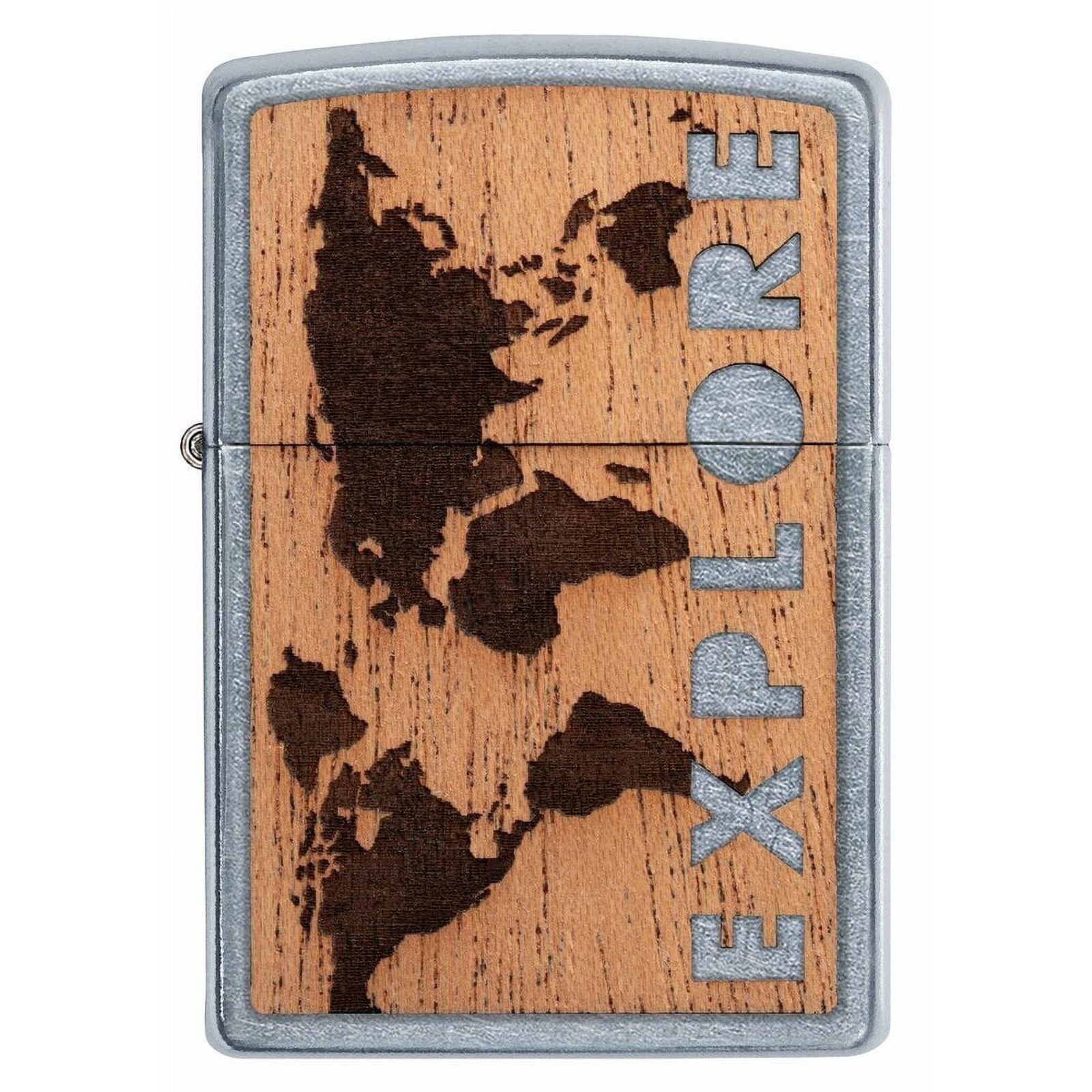 Zippo 49171, Woodchuck Explore World Emblem Chrome Lighter, Buy 1 Plant 1, Brass