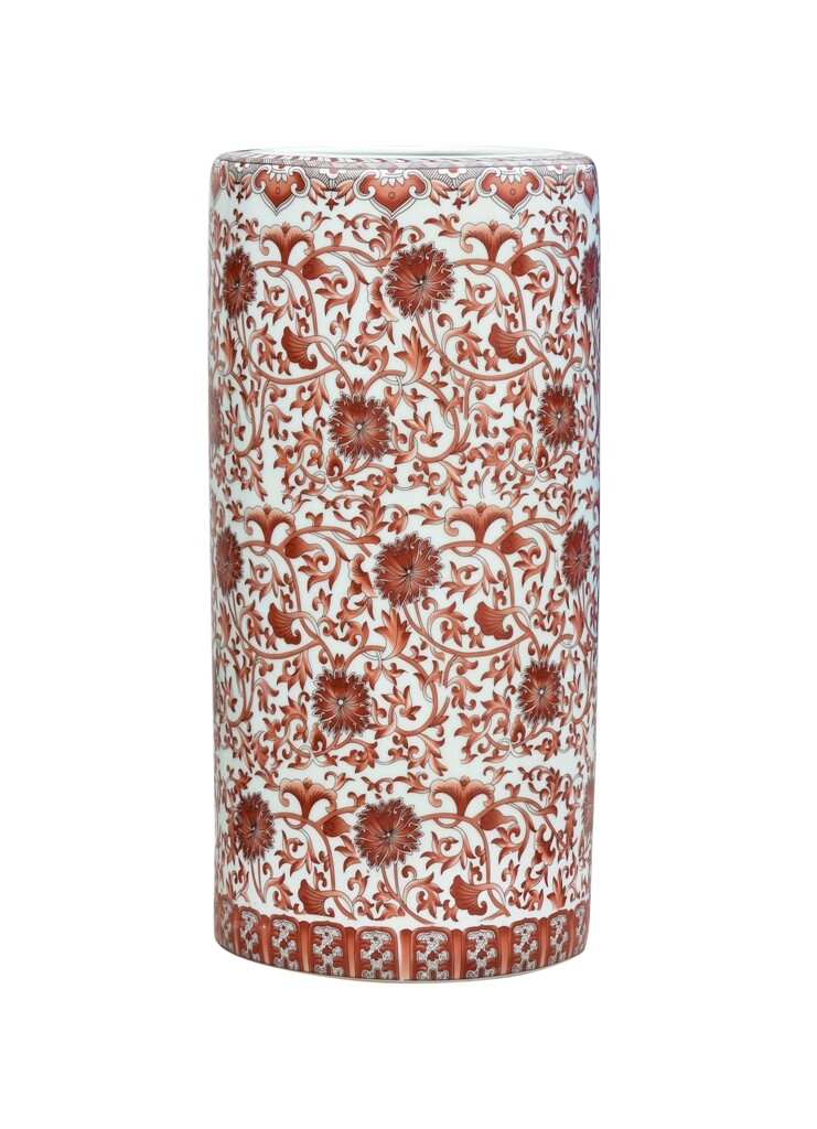 Beautiful Orange/Coral and White Porcelain Umbrella Stand 18