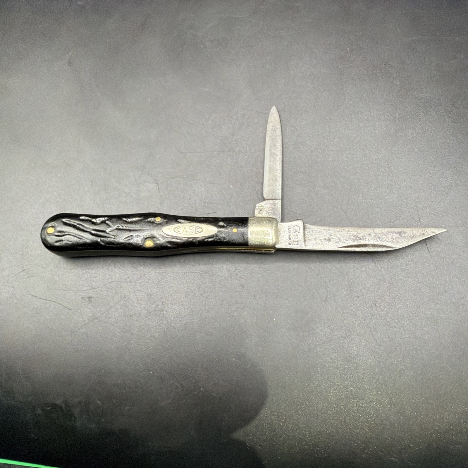 Vintage Case Tested XX Swell Center Jack Pocket Knife Rough Black 1920-1940 Snap