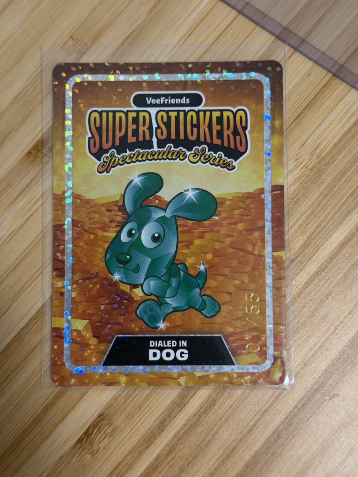 Veefriends Spectacular Super Stickers - Dialed In Dog # 1/55 GOLD Emerald