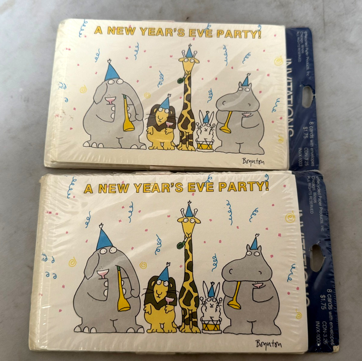 Sandra Boynton Vintage New Year's Eve Party Invitations Lot 2 SEALED CLEAN