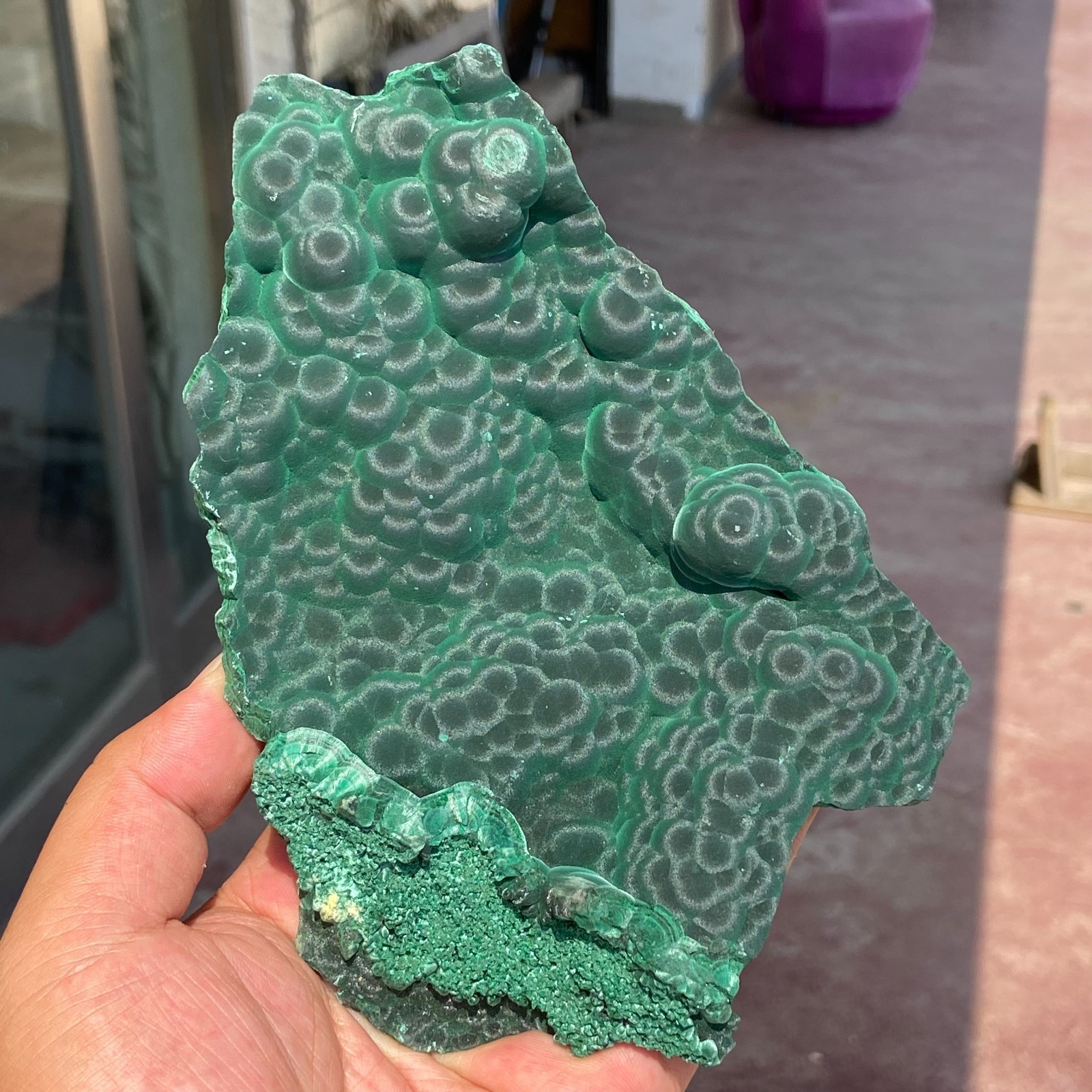 479g Rare Top Natural Velvet Malachite Coarse Cat\'s Eye Cluster Mineral Specimen