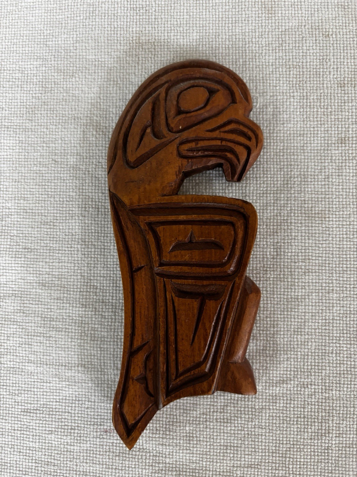 : Vintage Kwakiutl First Nations Hand Carved Wood Eagle Plaque G. Clair Sign 6”
