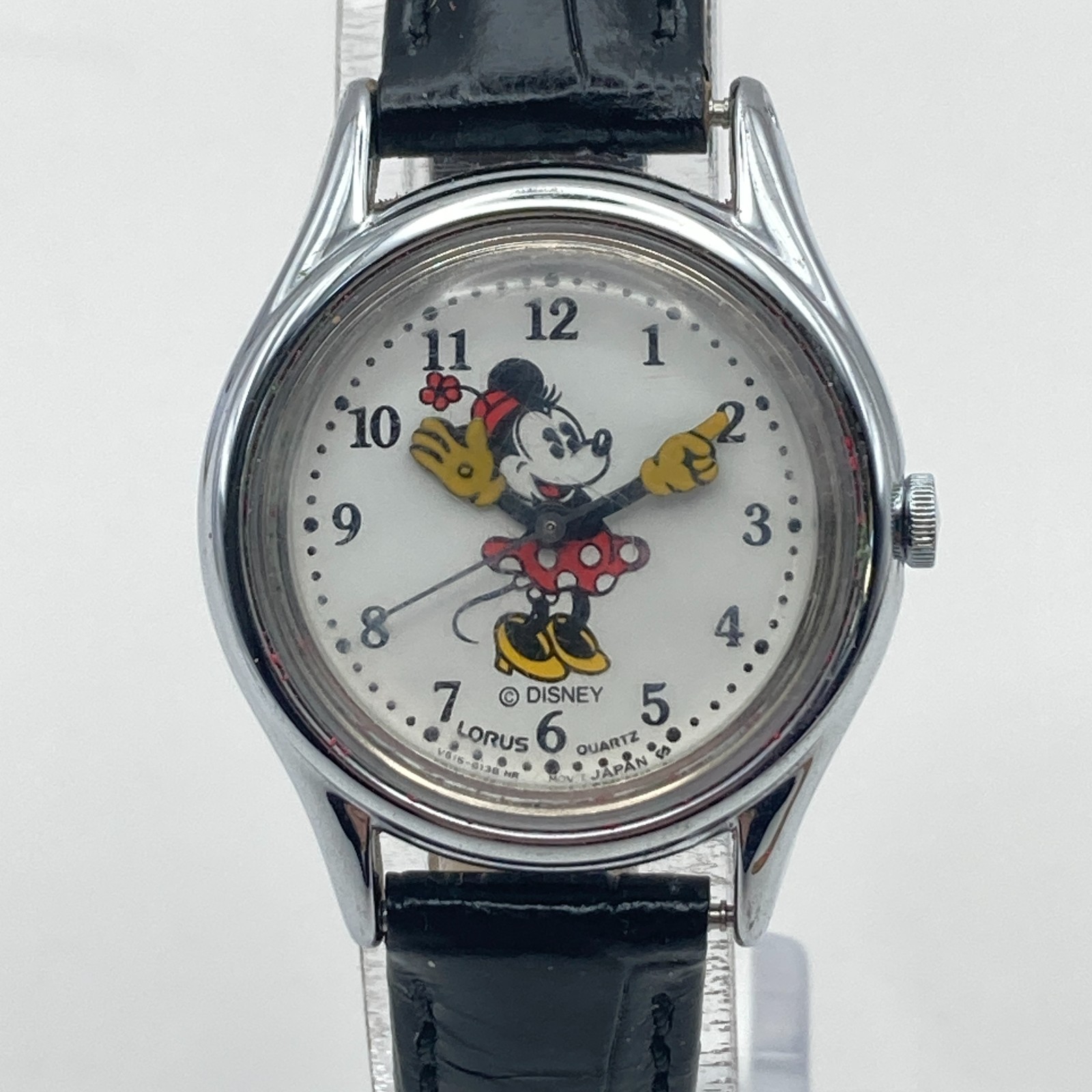 Vtg Disney Lorus Womens Minnie Mouse Watch Pointing Hands V515-6080 New Battery