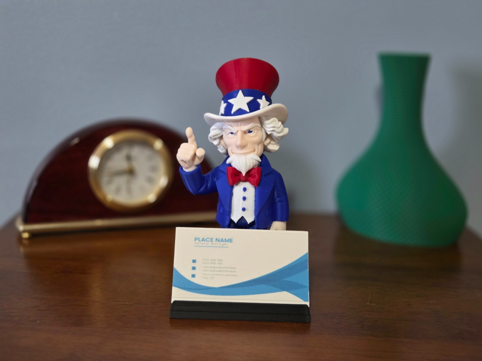 America 250 Patriotic Uncle Sam figurine and business card holder