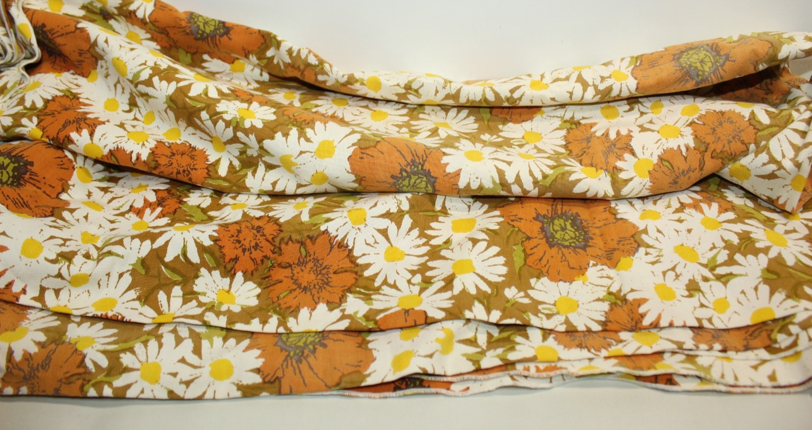 Retro Tablecloth Flower Power Floral Bright Flowers 58x96 Orange Yellow & White