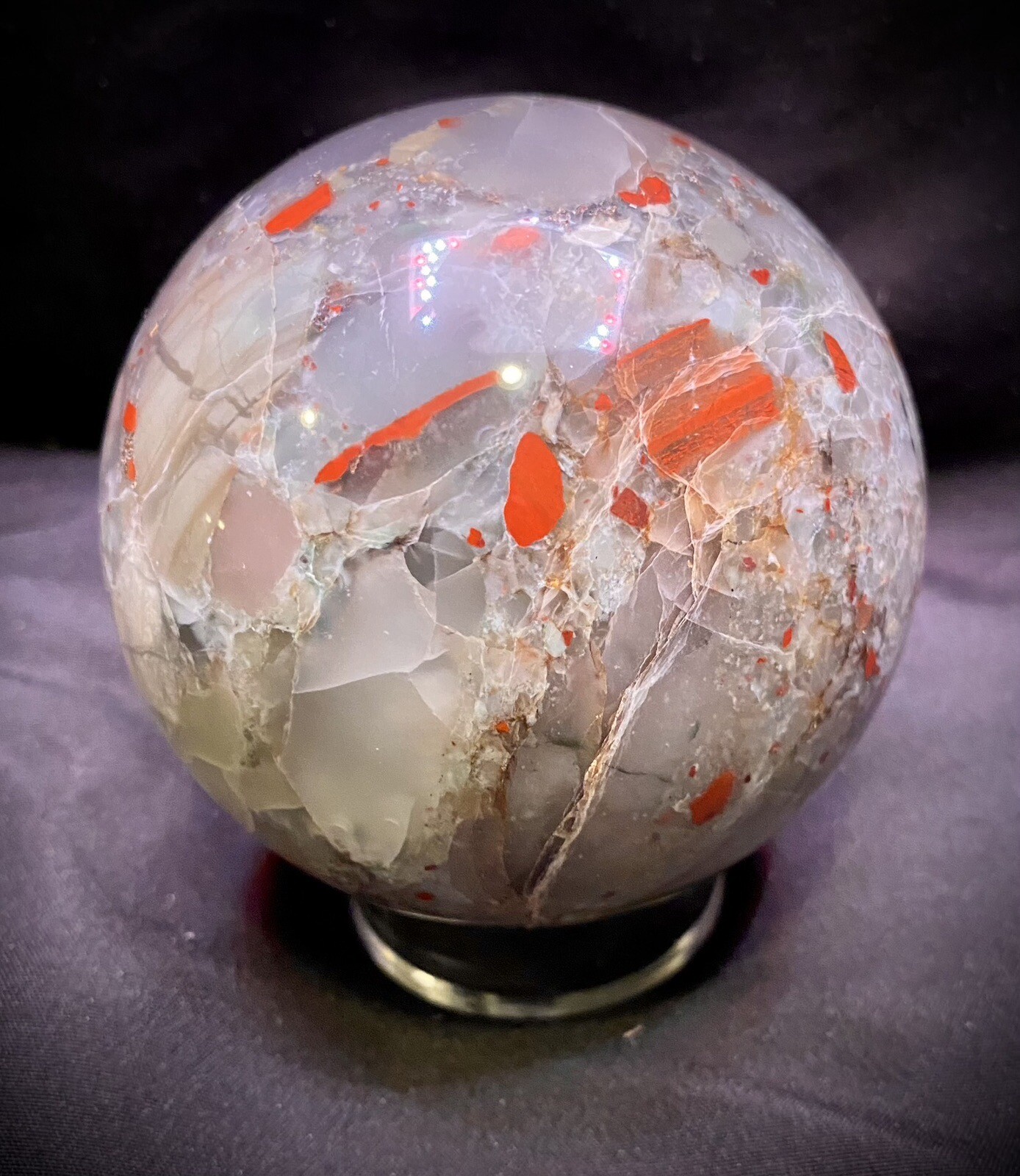 Large African Bloodstone Sphere 3 1/8” Diameter