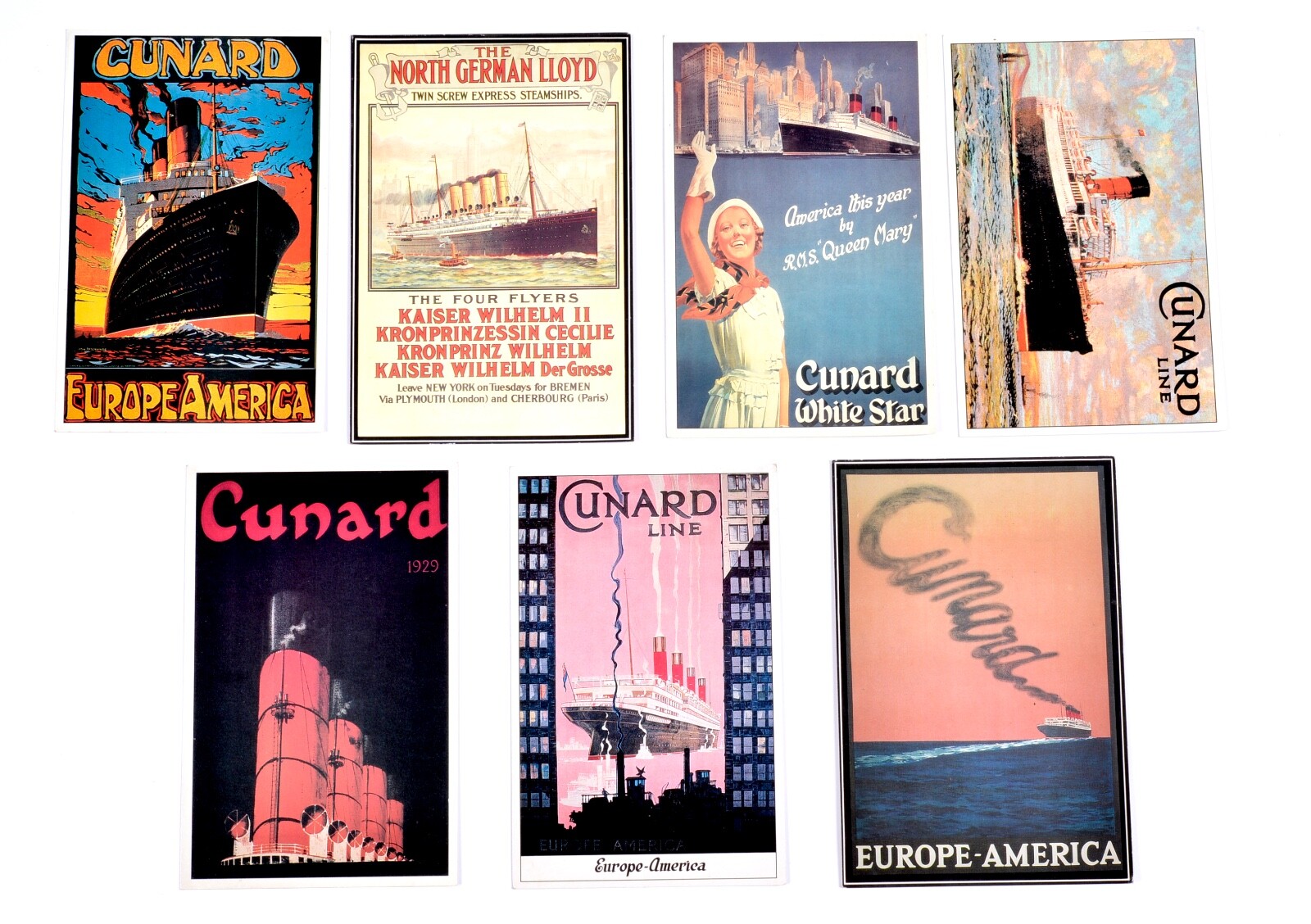 8 -Vintage Postcard The Cunard Line Collection Marine Art Posters Postcards 1990