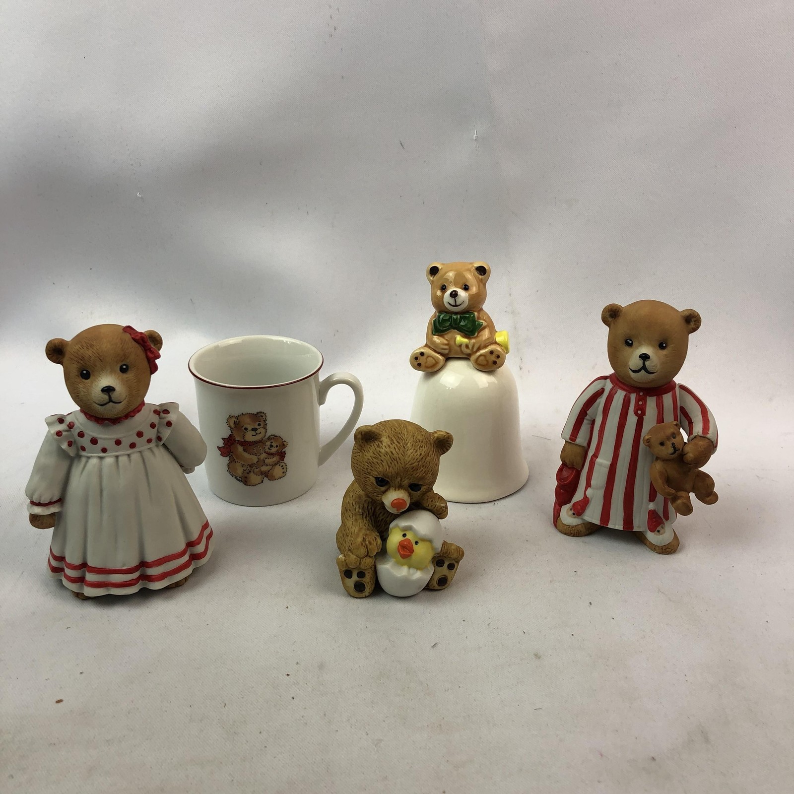 Vintage Teddy Bear Figurines Mug Bell Lot 5 Schmid Mikasa Lucy & Me Japan