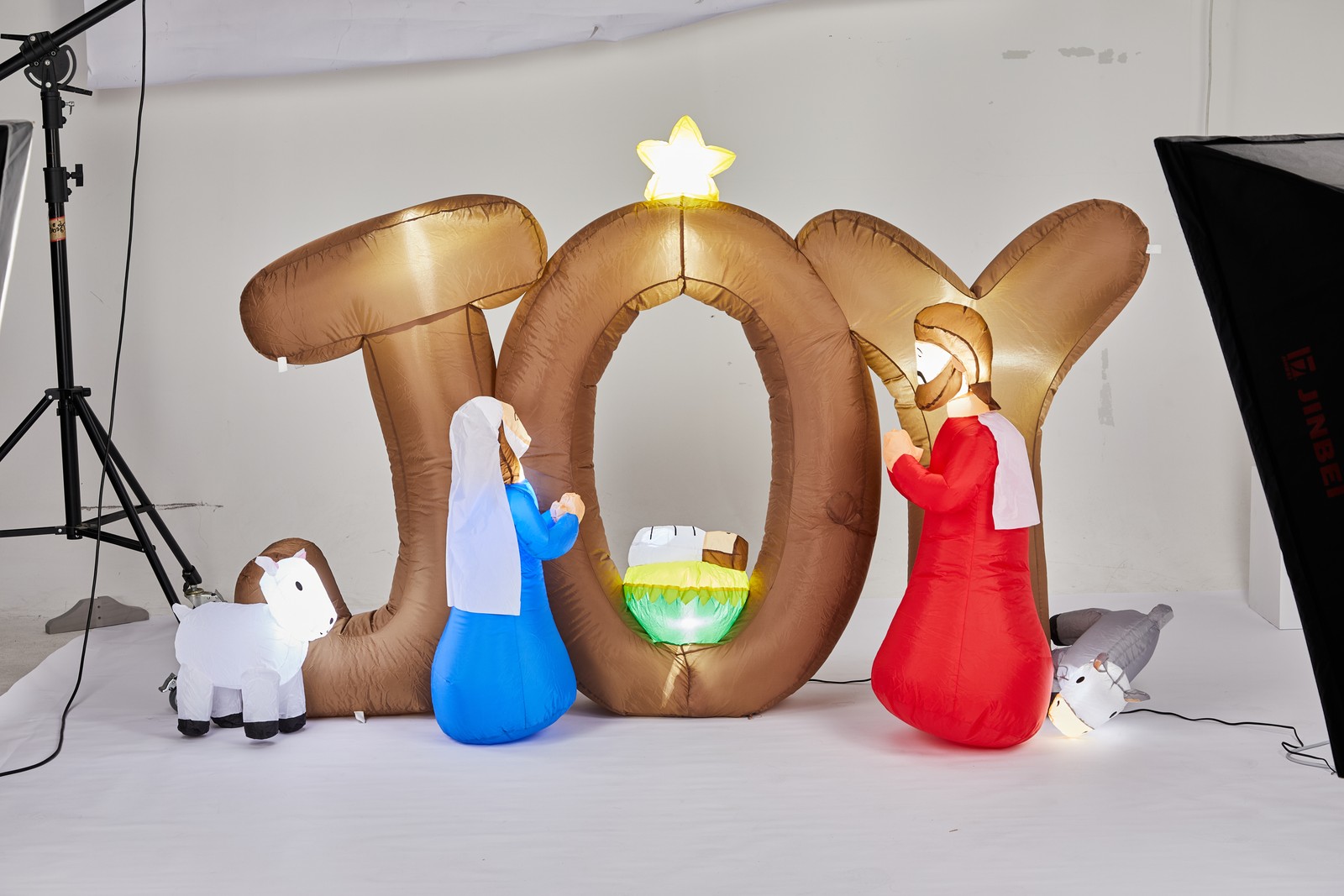 LEADZM 7.5FT Lighted Christmas Inflatable Decoration, Inflatable Nativity Scene