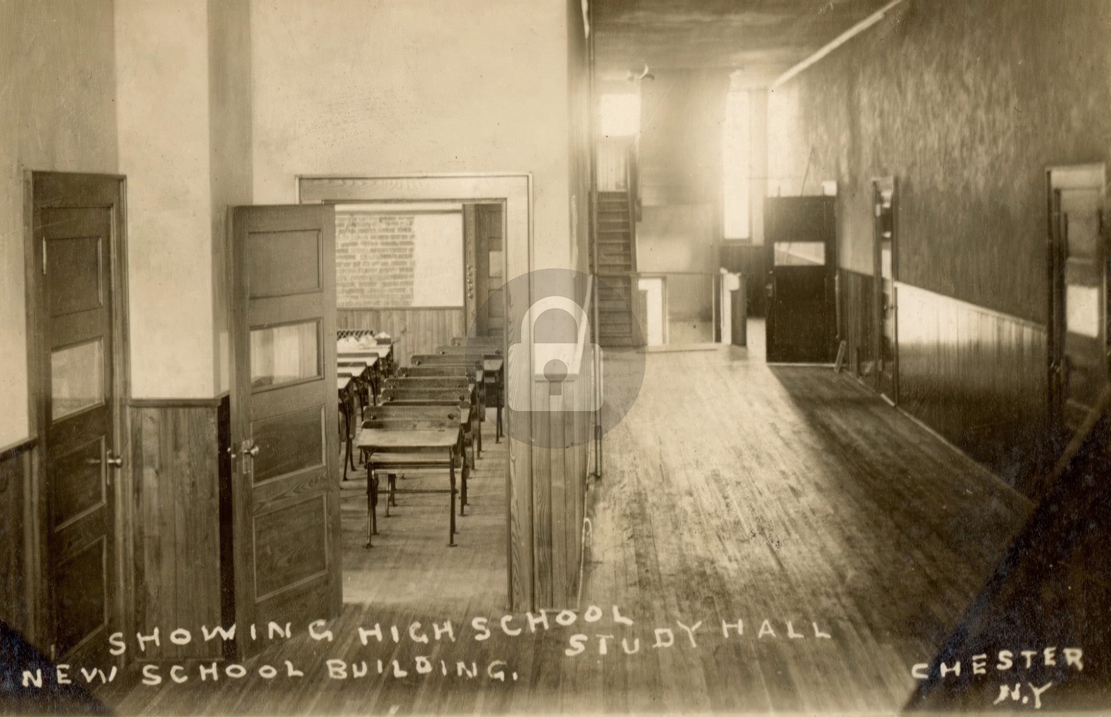 Chester NY High School Study Hall New School Building RPPC Photo Postcard COPY