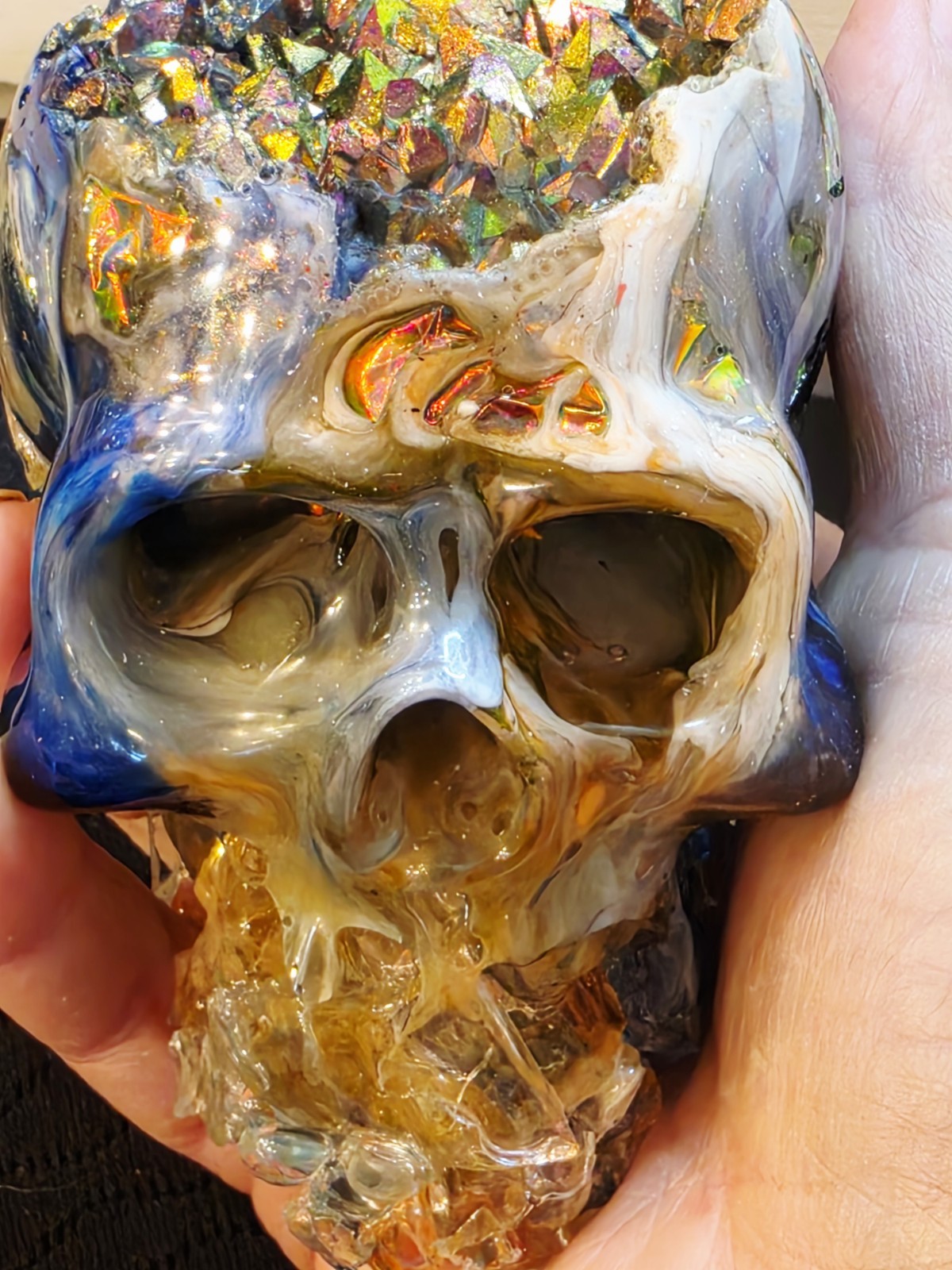 Handmade Crystal Glass And Resin Skull