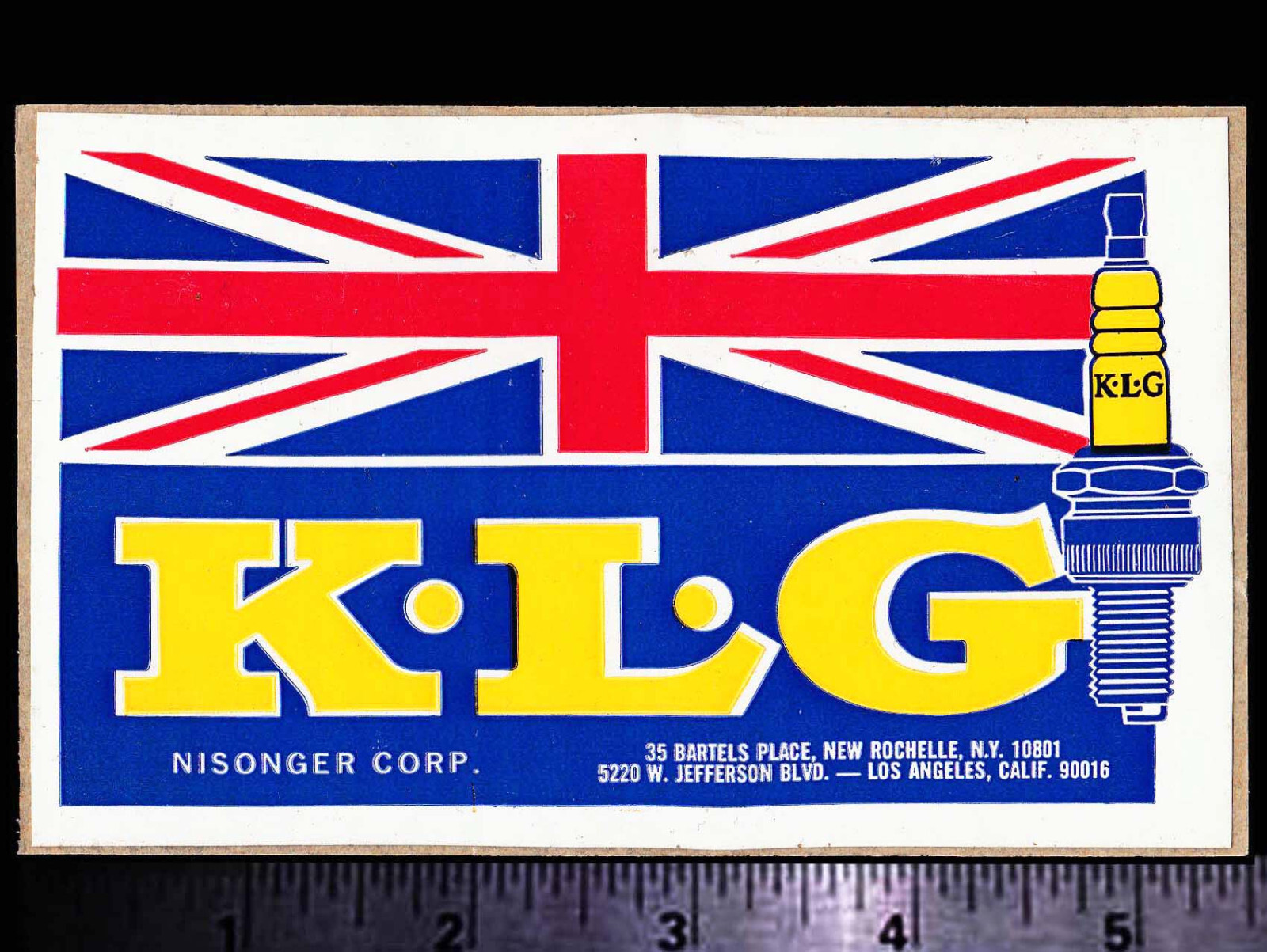 KLG Spark Plugs - Original Vintage 1960\'s 70’s  Racing Decal/Sticker